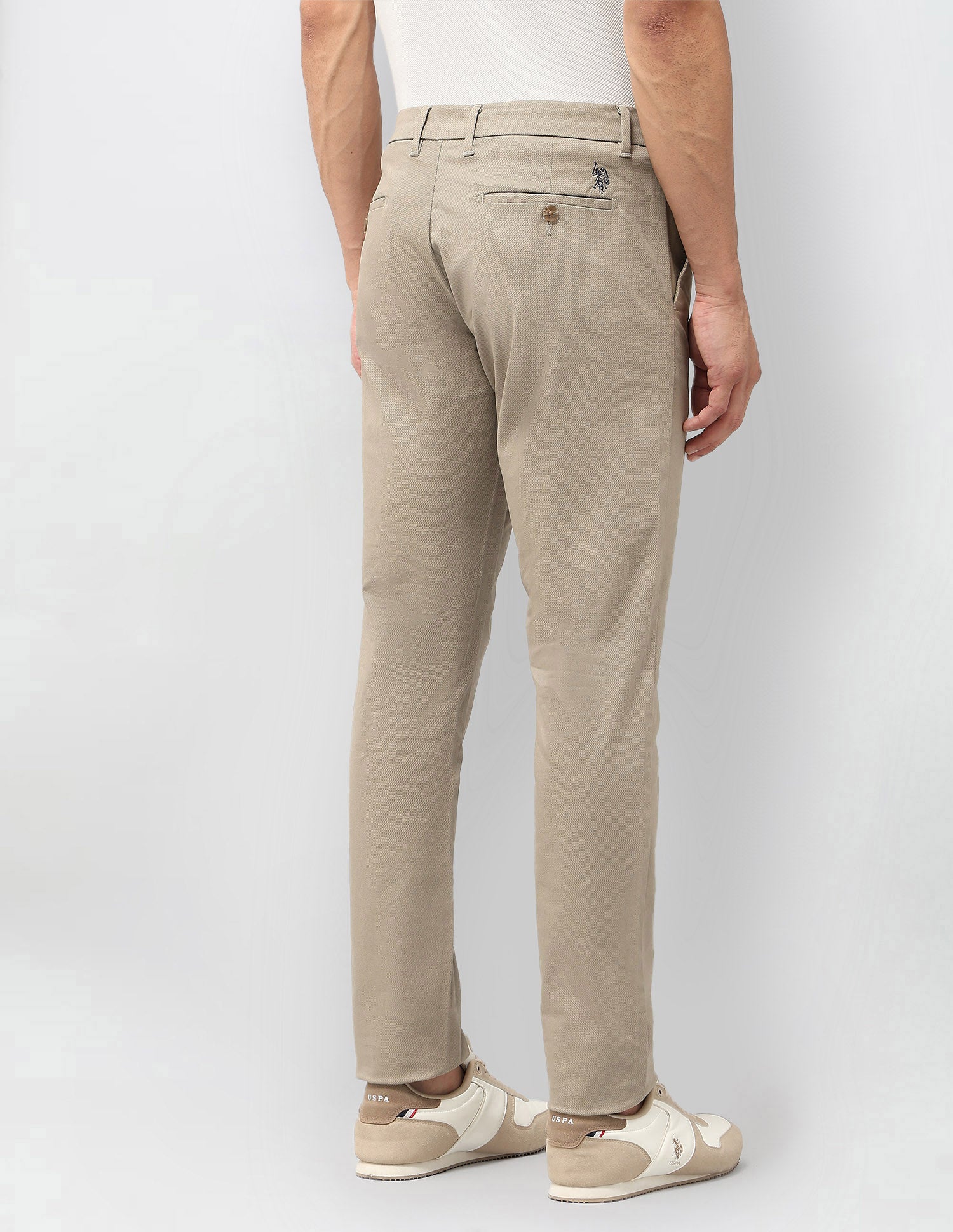 Austin Slim Fit Satin Trousers Khaki - U.S. POLO ASSN. | Large