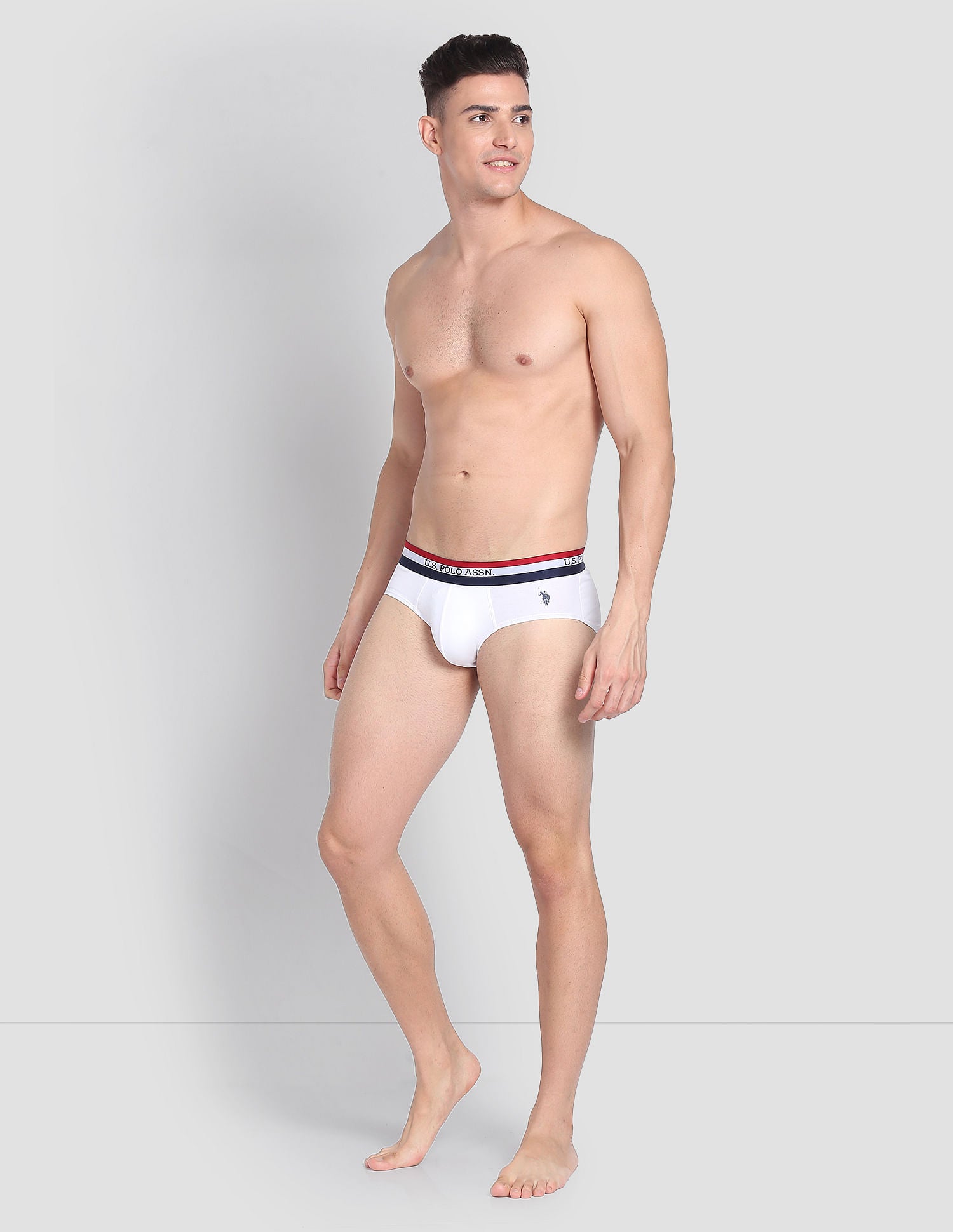 Elasticized Waist Solid EB002 Briefs  - Pack Of 3 Red, Navy And White - U.S. POLO ASSN. | Large