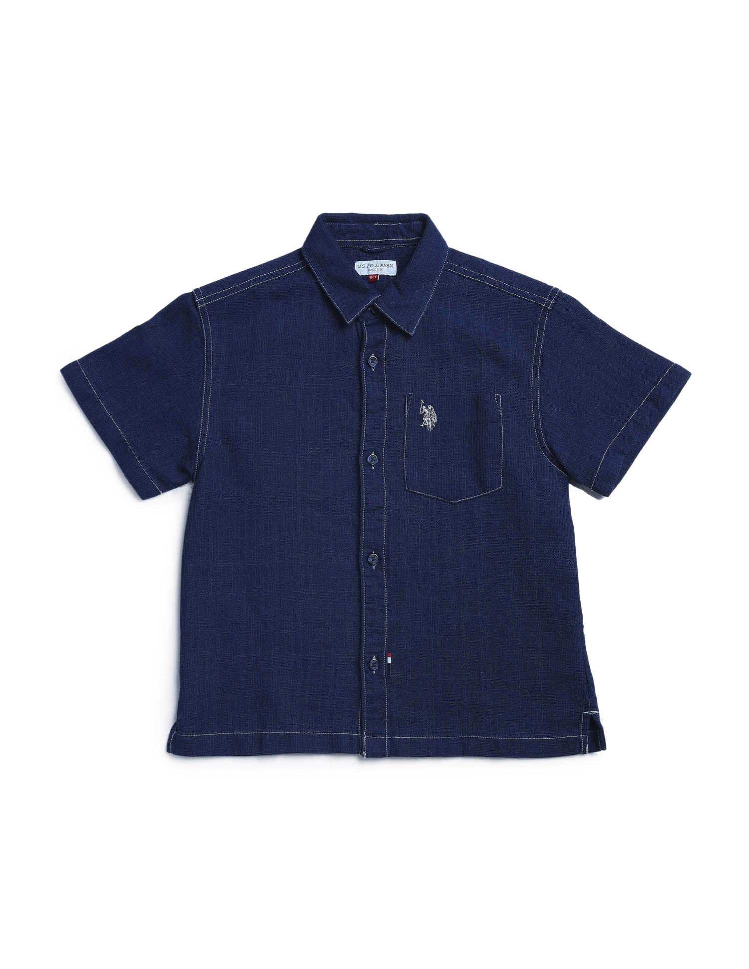 Boys Boxy Fit Solid Shirt Indigo - U.S. POLO ASSN. | Large
