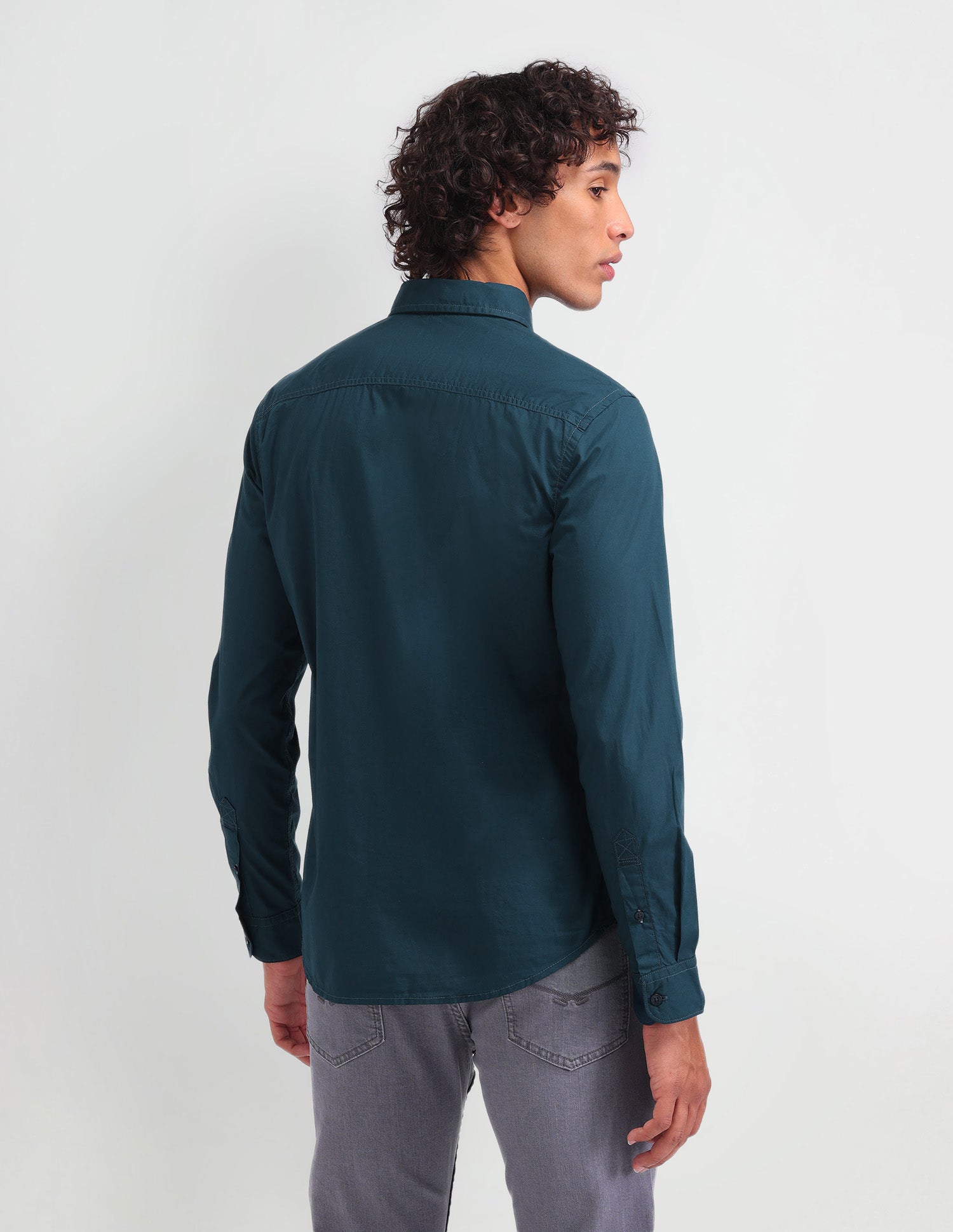 Solid Pattern Twill Shirt Blue - U.S. Polo Assn. India | Large