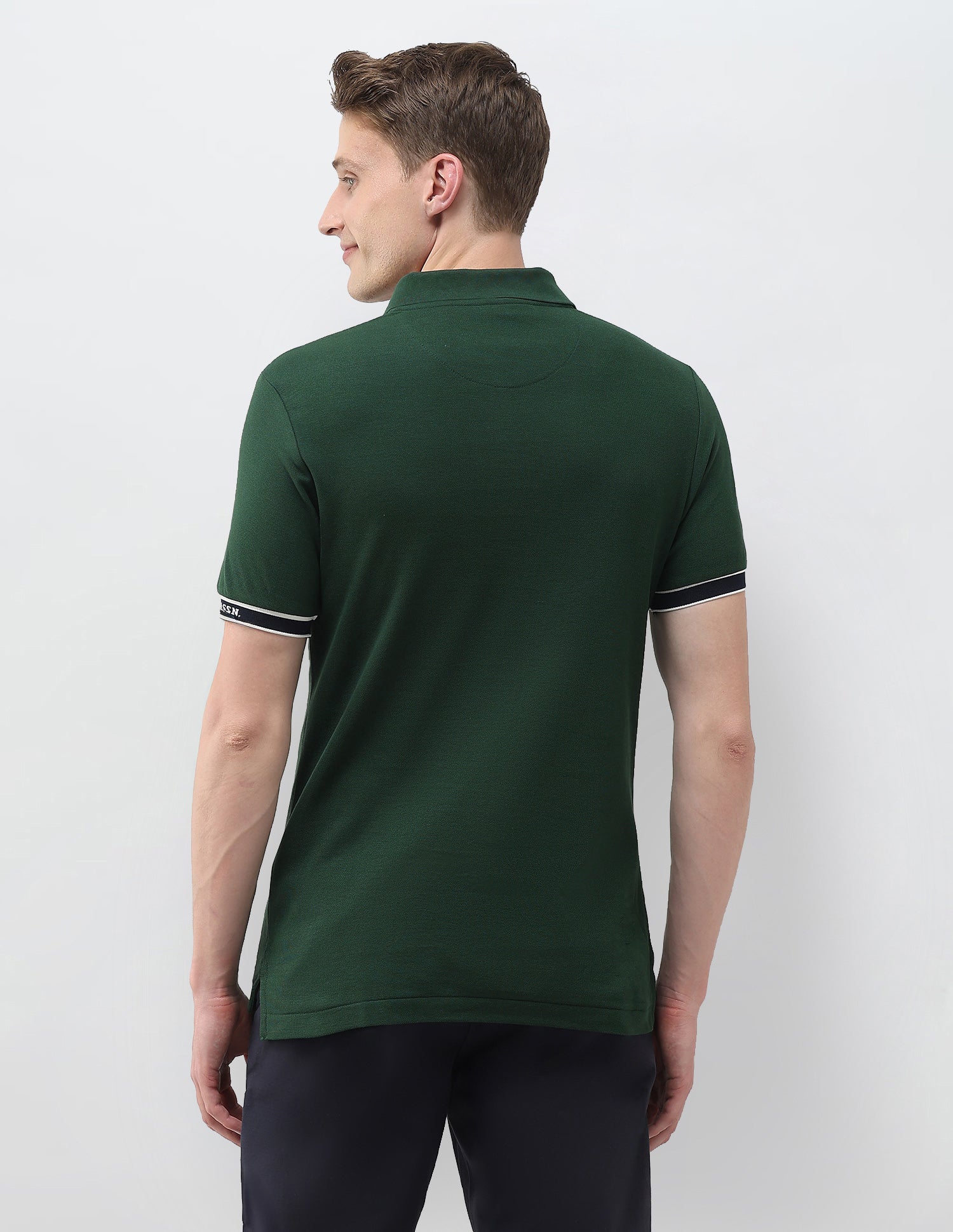 Solid Slim Fit Polo Shirt Green - U.S. Polo Assn. India | Large
