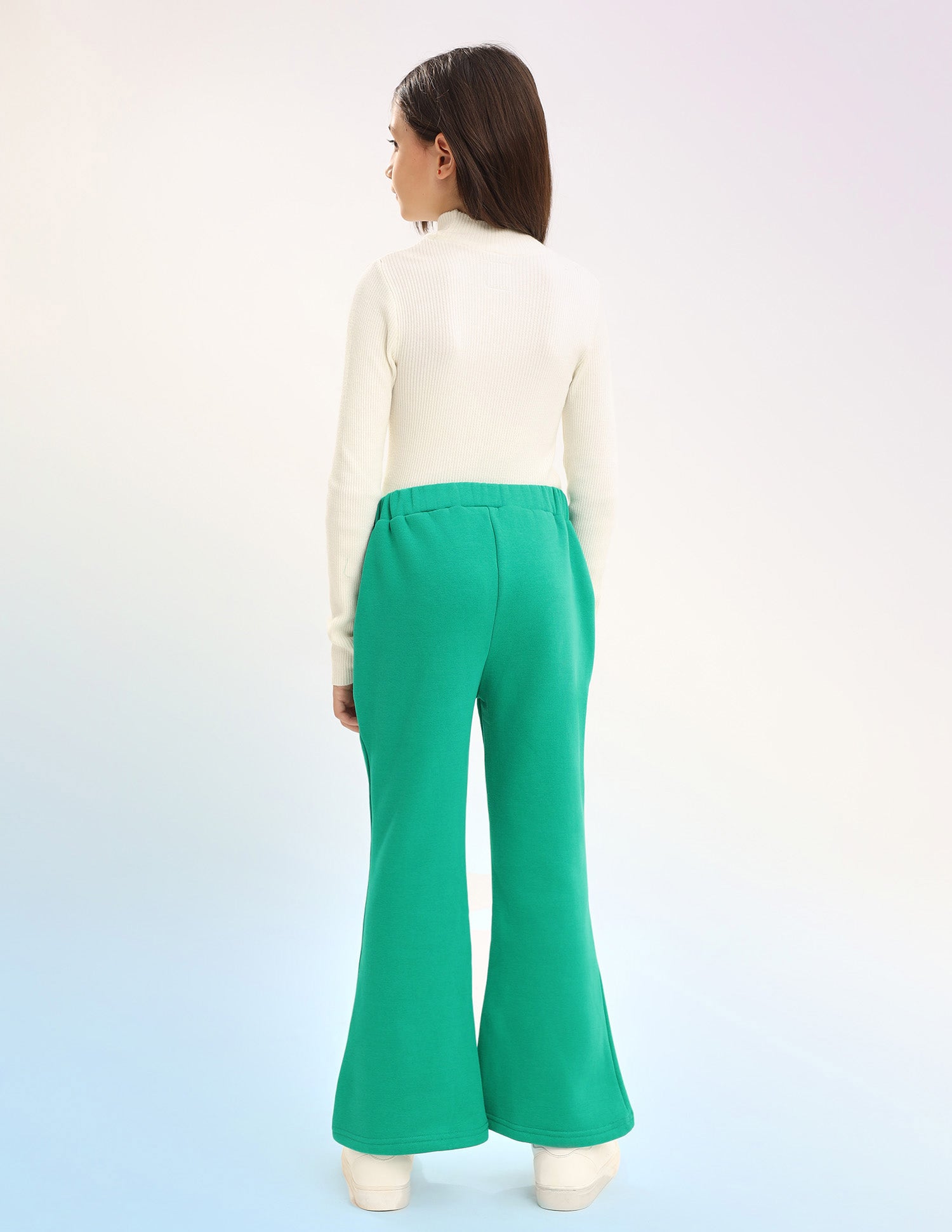 Girls Solid Regular Fit Flared Track Pants Green - U.S. POLO ASSN. | Large