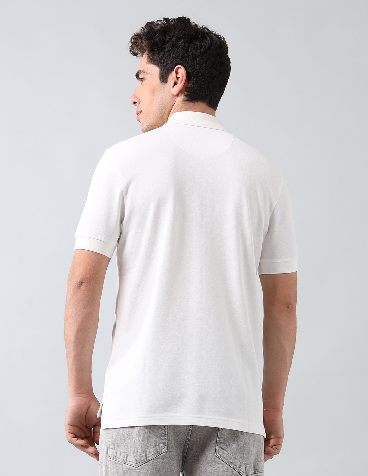 Muscle Fit Brand Printed Polo Shirt Ivory - U.S. Polo Assn. India | Large