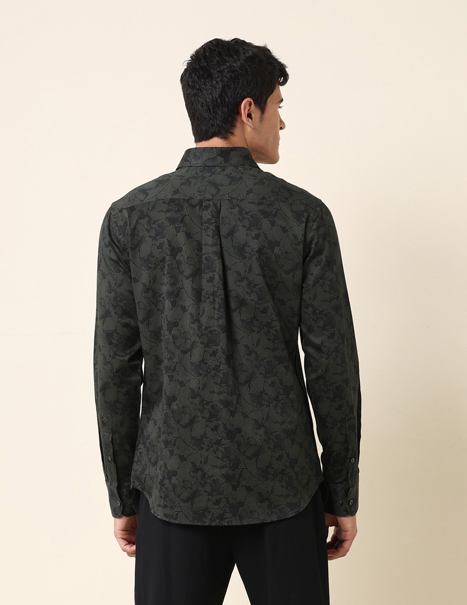 Floral Printed Tailored Fit Shirt Dark Green - U.S. Polo Assn. India | Large