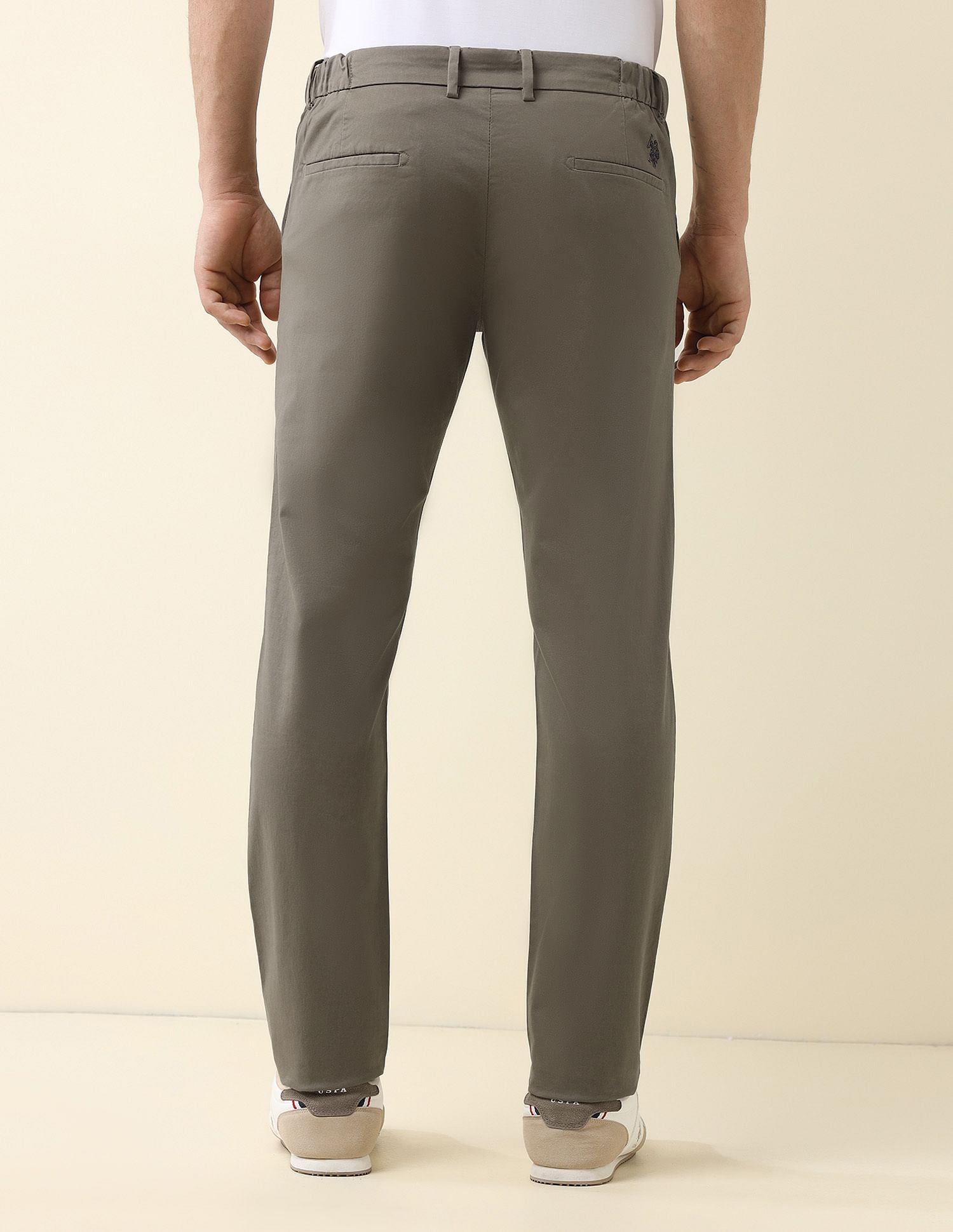 Slim Fit Solid Chinos Dark Brown - U.S. Polo Assn. India | Large
