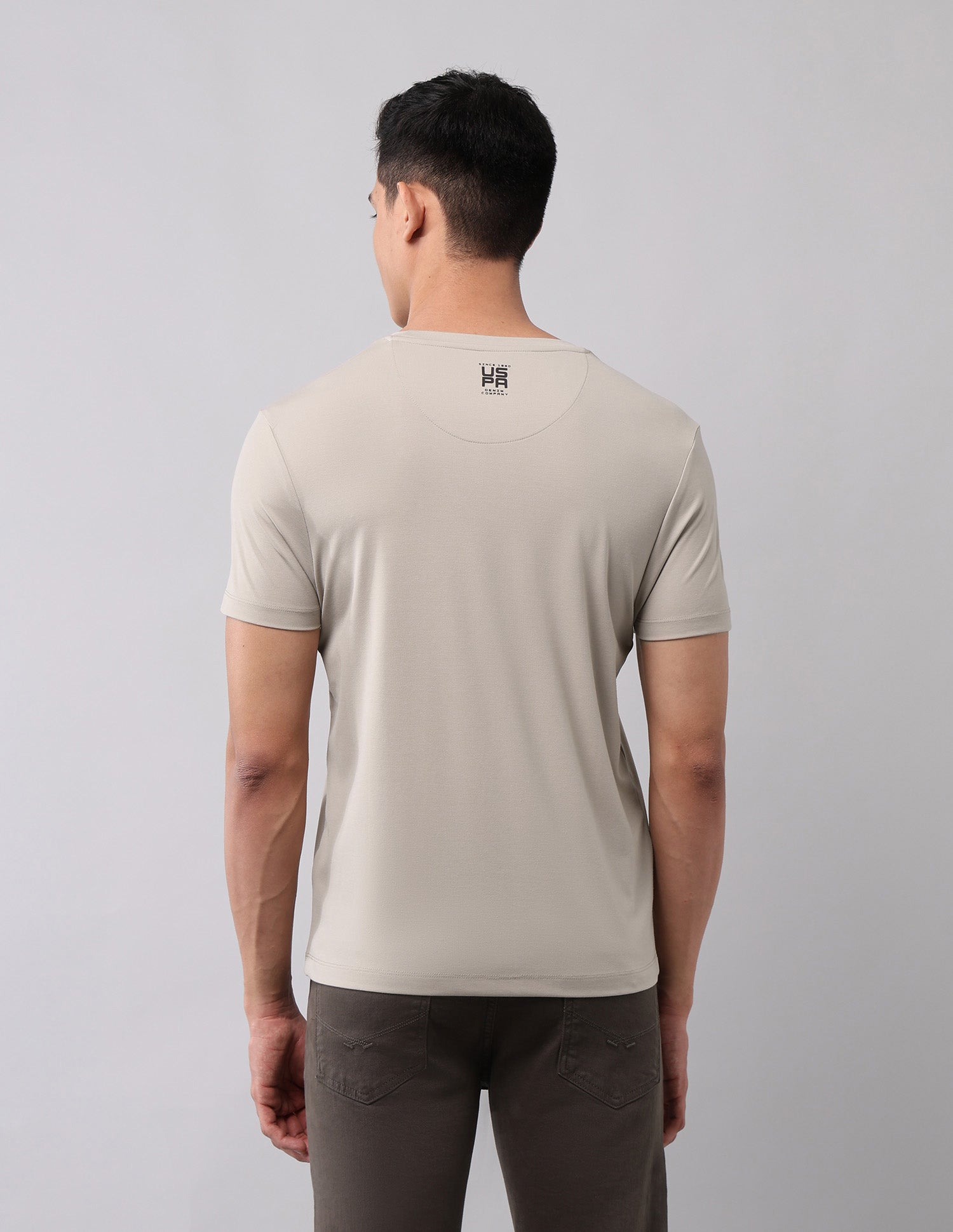 Brand Embossed Muscle Fit T-Shirt Beige - U.S. POLO ASSN. | Large