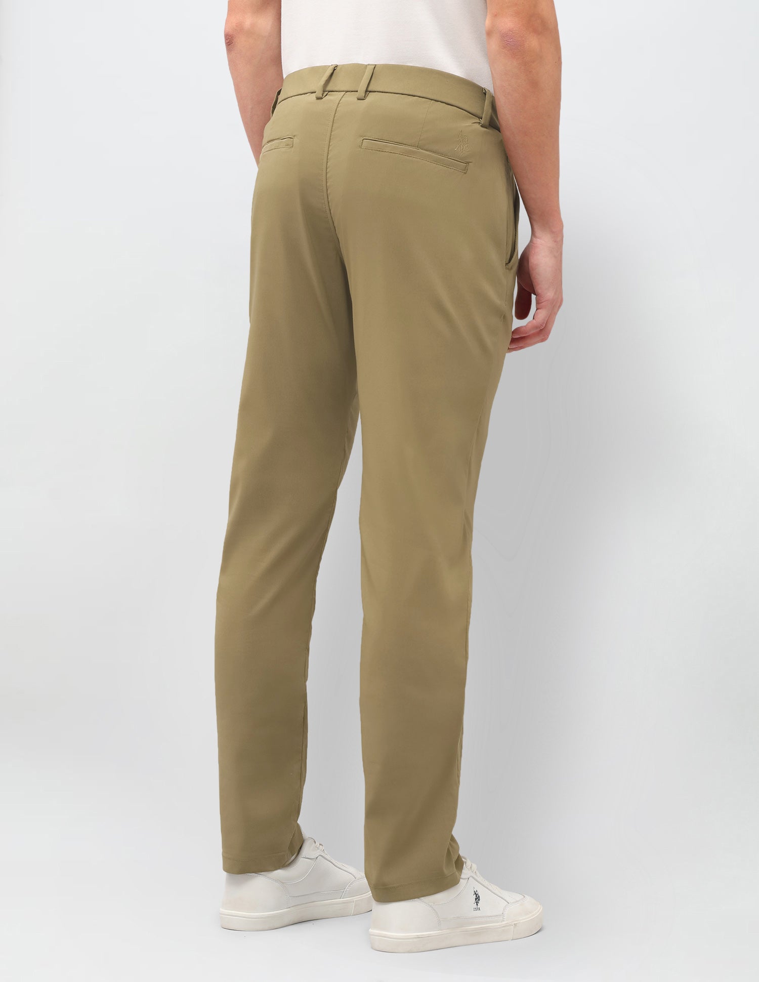 Satin Austin Slim Fit Trousers Khaki - U.S. Polo Assn. India | Large
