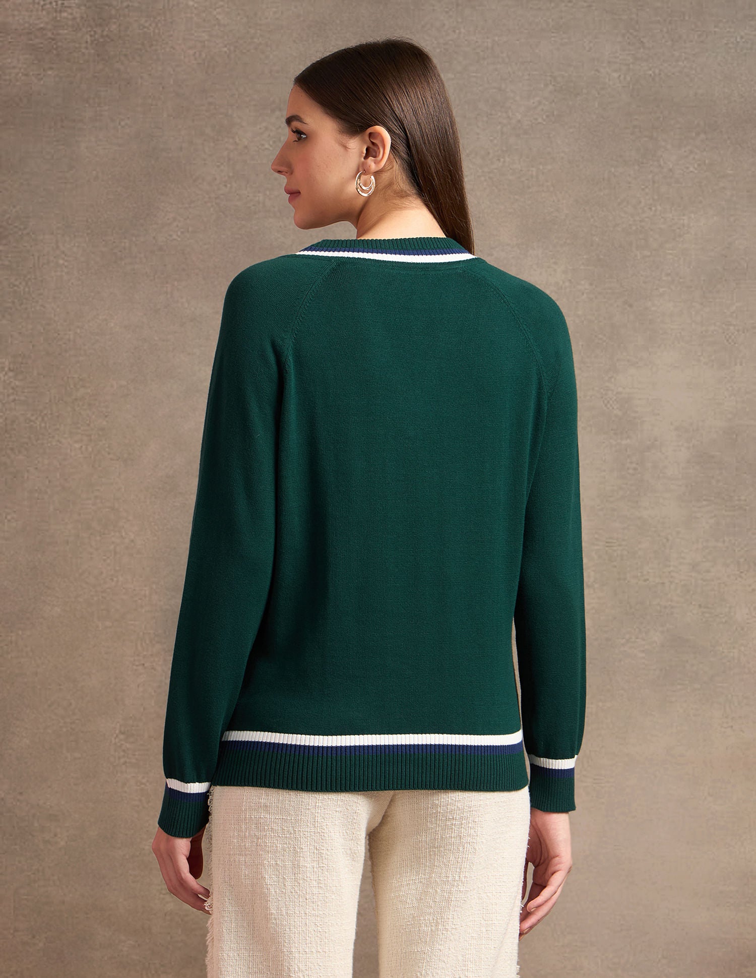 Raglan Sleeves Cable Knit Sweater Green - U.S. Polo Assn. India | Large