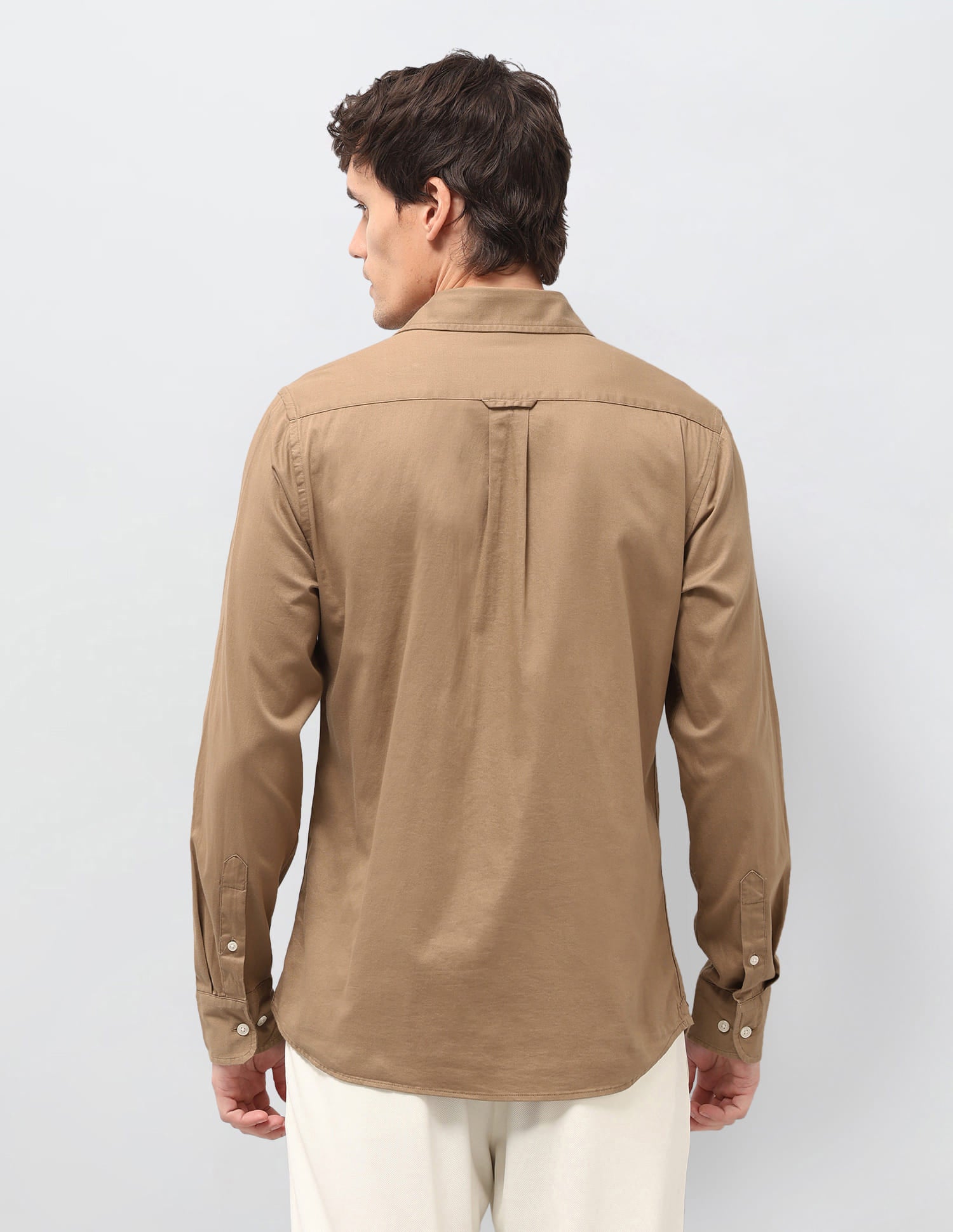 Solid Tailored Fit Shirt Beige - U.S. Polo Assn. India | Large