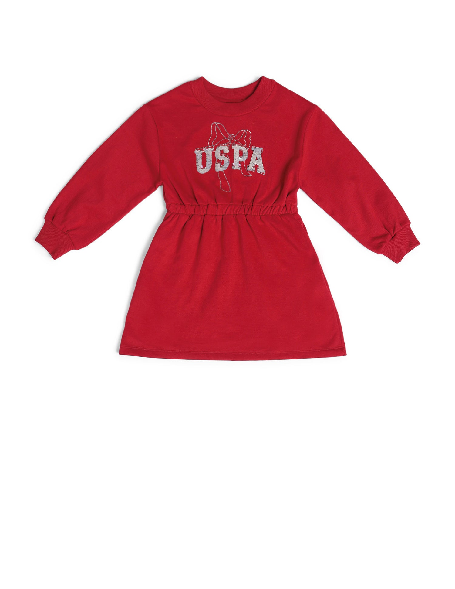 Girls Cotton A-line Dress Salsa Red - U.S. Polo Assn. India | Large