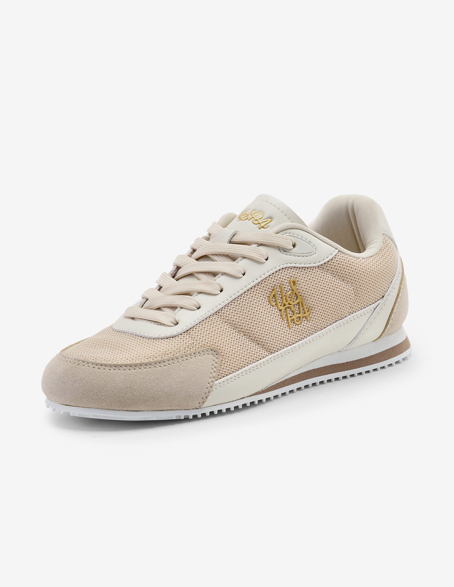 Jimena Monogram Embossed Light Weight Sneakers Beige - U.S. Polo Assn. India | Large