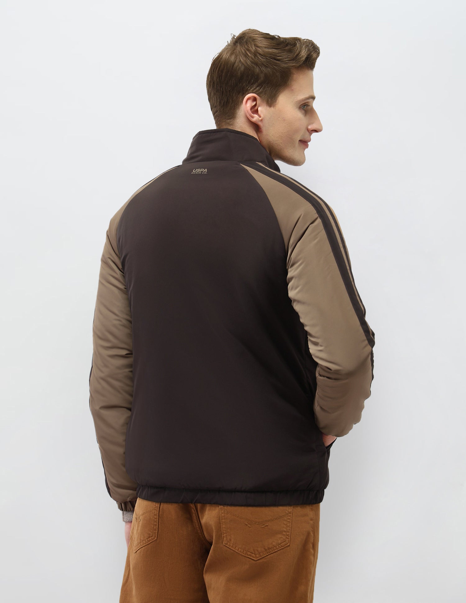 Colour Blocked Regular Fit Puffer Jacket Brown - U.S. Polo Assn. India | Large