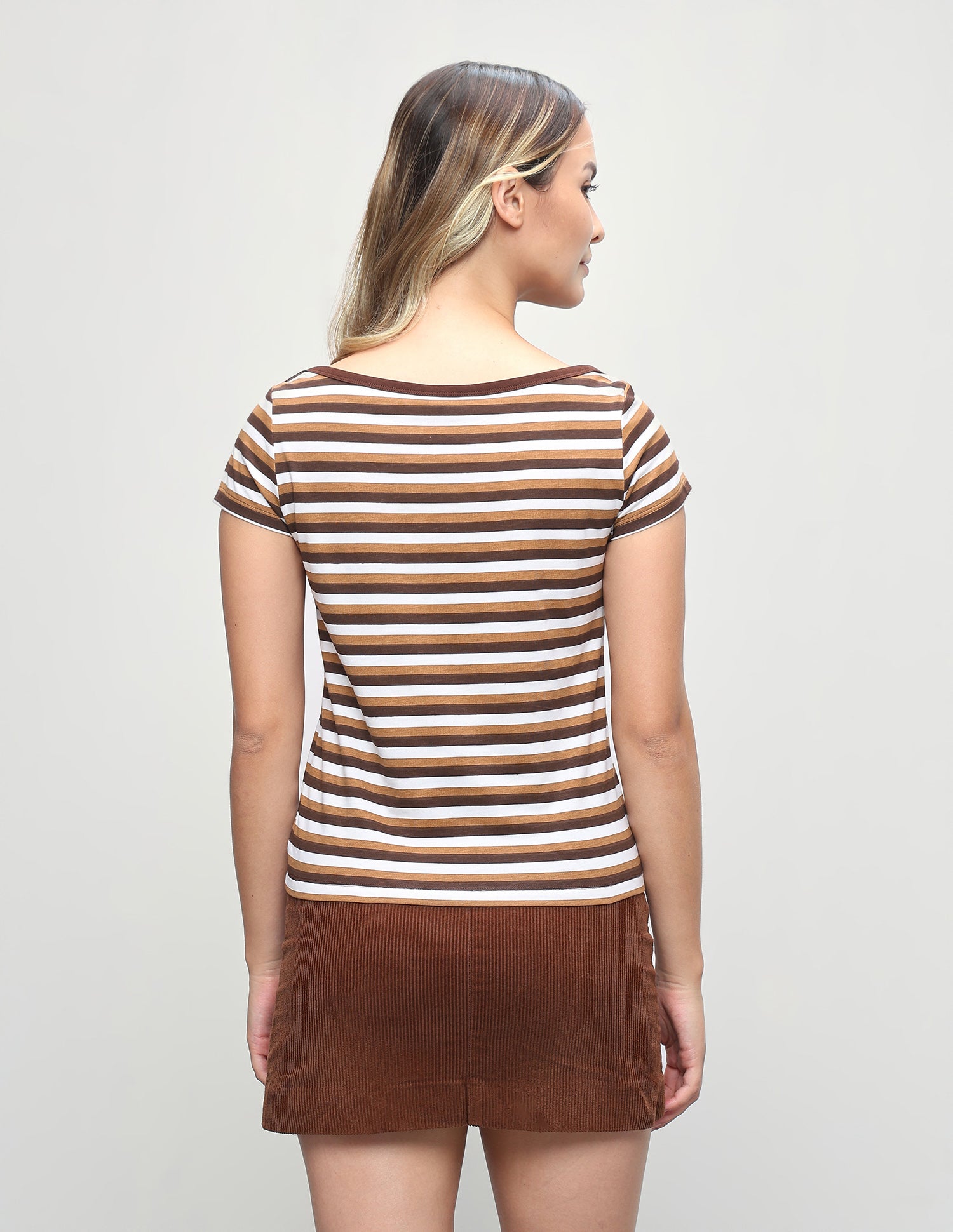 Horizontal Striped Regular Fit T-Shirt Brown - U.S. Polo Assn. India | Large