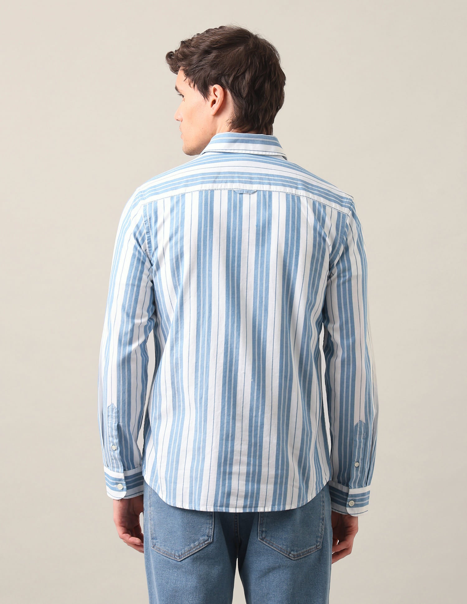 Vertical Striped Twill Shirt Blue - U.S. Polo Assn. India | Large