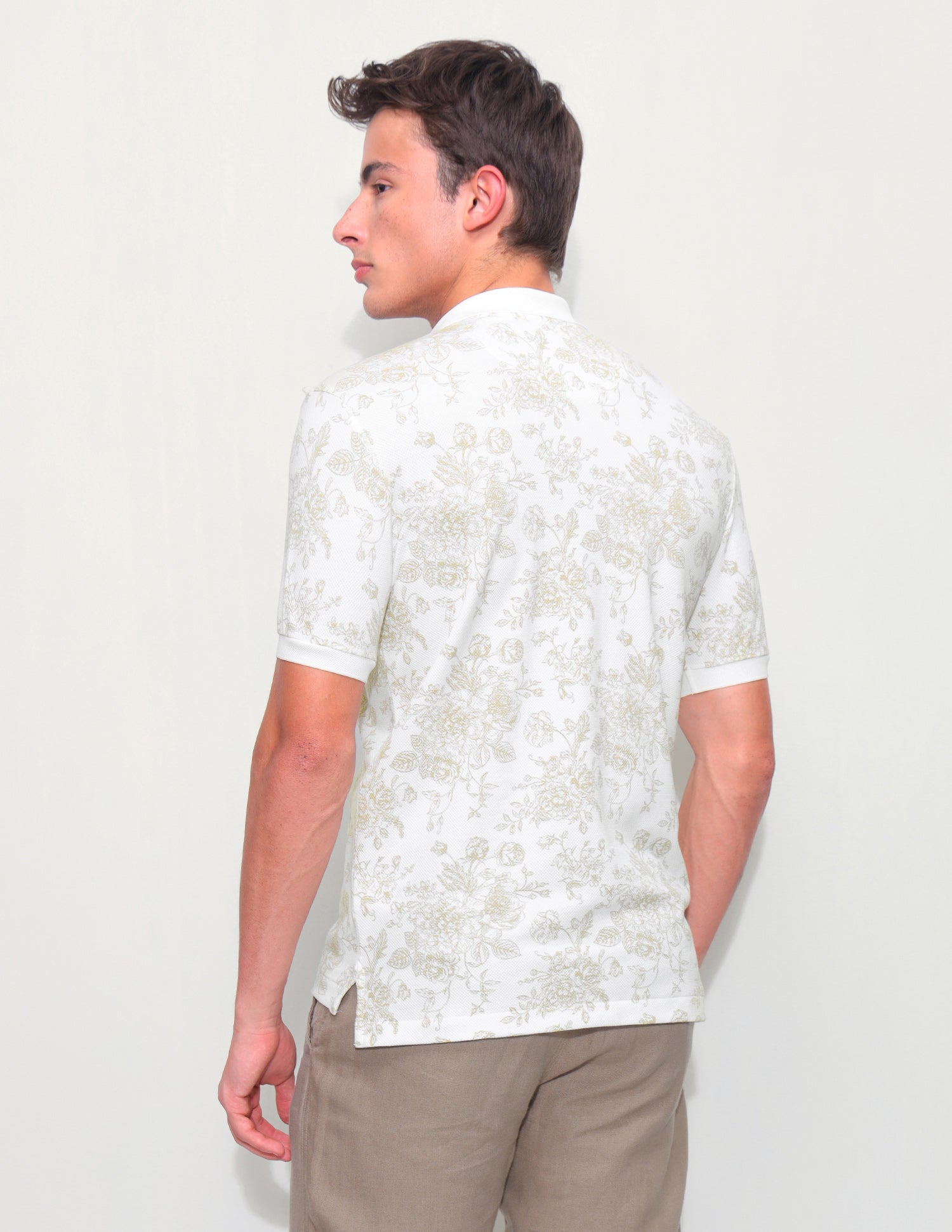 Floral Printed Slim Fit Polo Shirt Beige - U.S. Polo Assn. India | Large