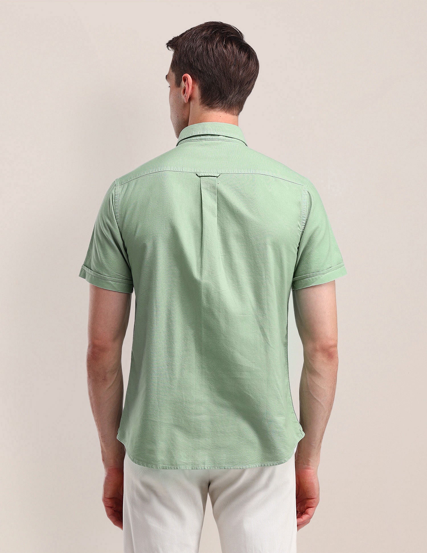 Tailored Fit Cotton Oxford Shirt Green - U.S. Polo Assn. India | Large