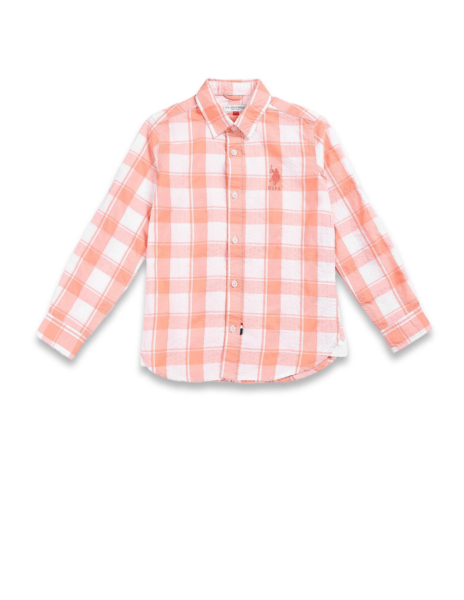 Boys Check Seersucker Shirt Orange - U.S. POLO ASSN. | Large