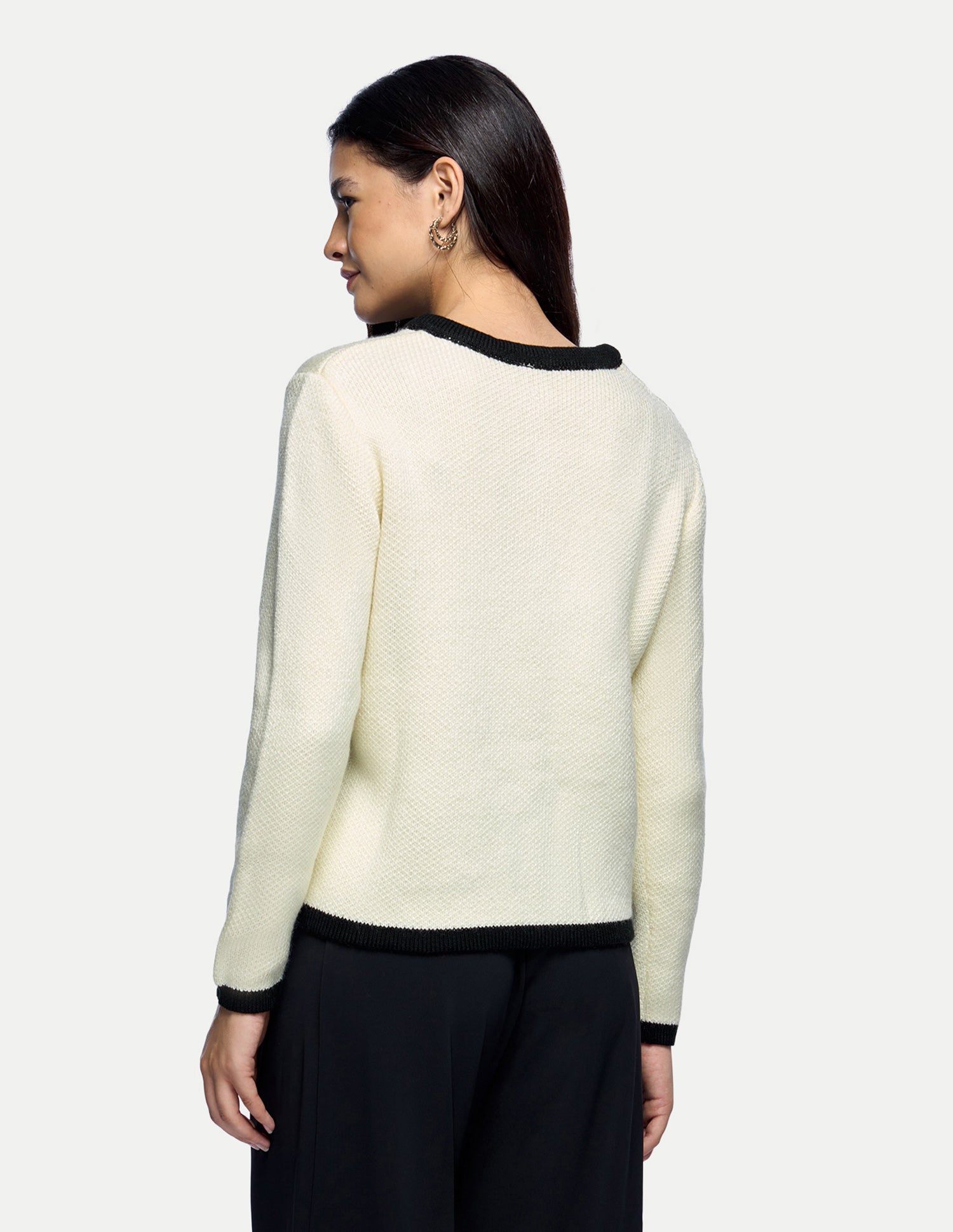 Solid Regular Fit Buttoned Sweater Off-White - U.S. Polo Assn. India | Large