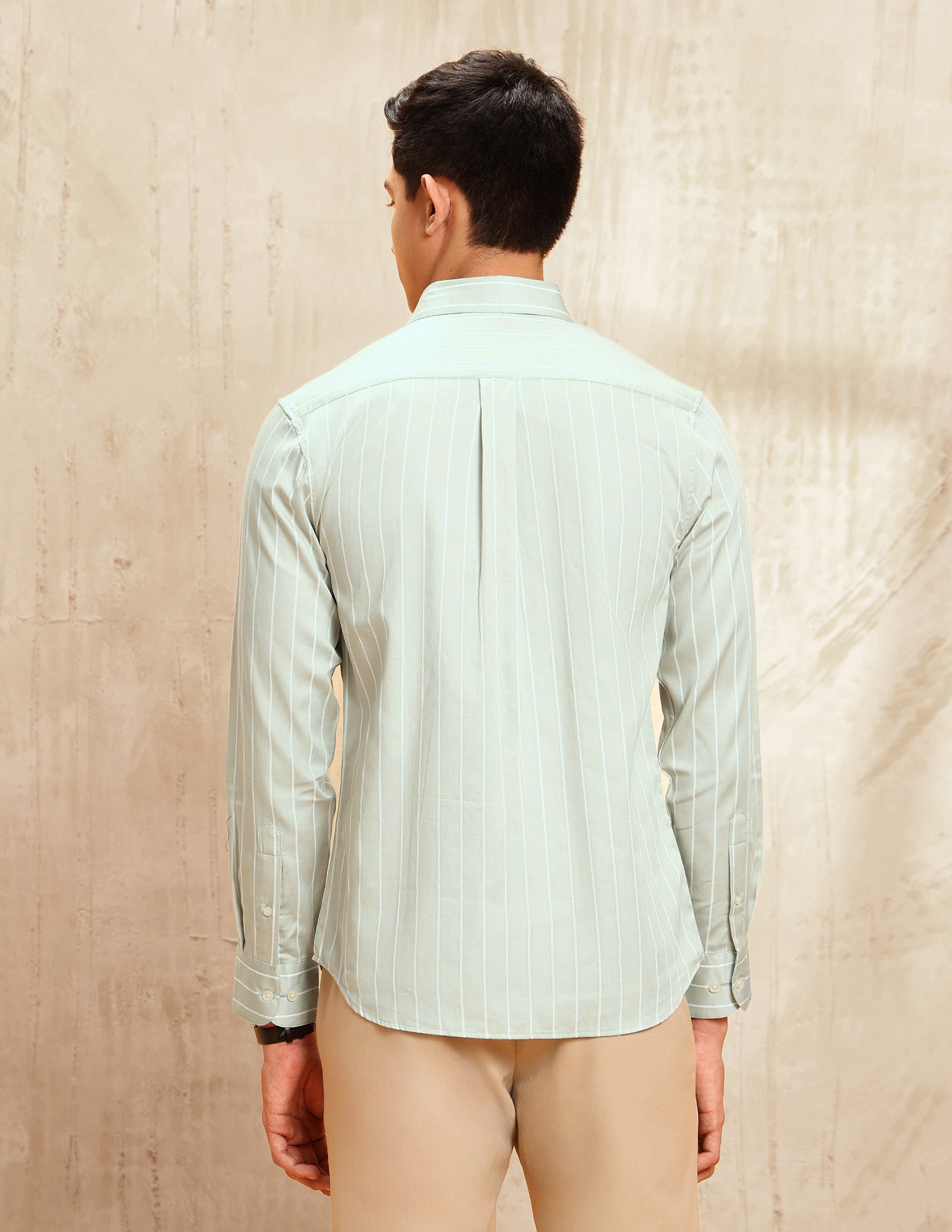 Vertical Striped Tailored Fit Shirt Light Green - U.S. POLO ASSN. | Large