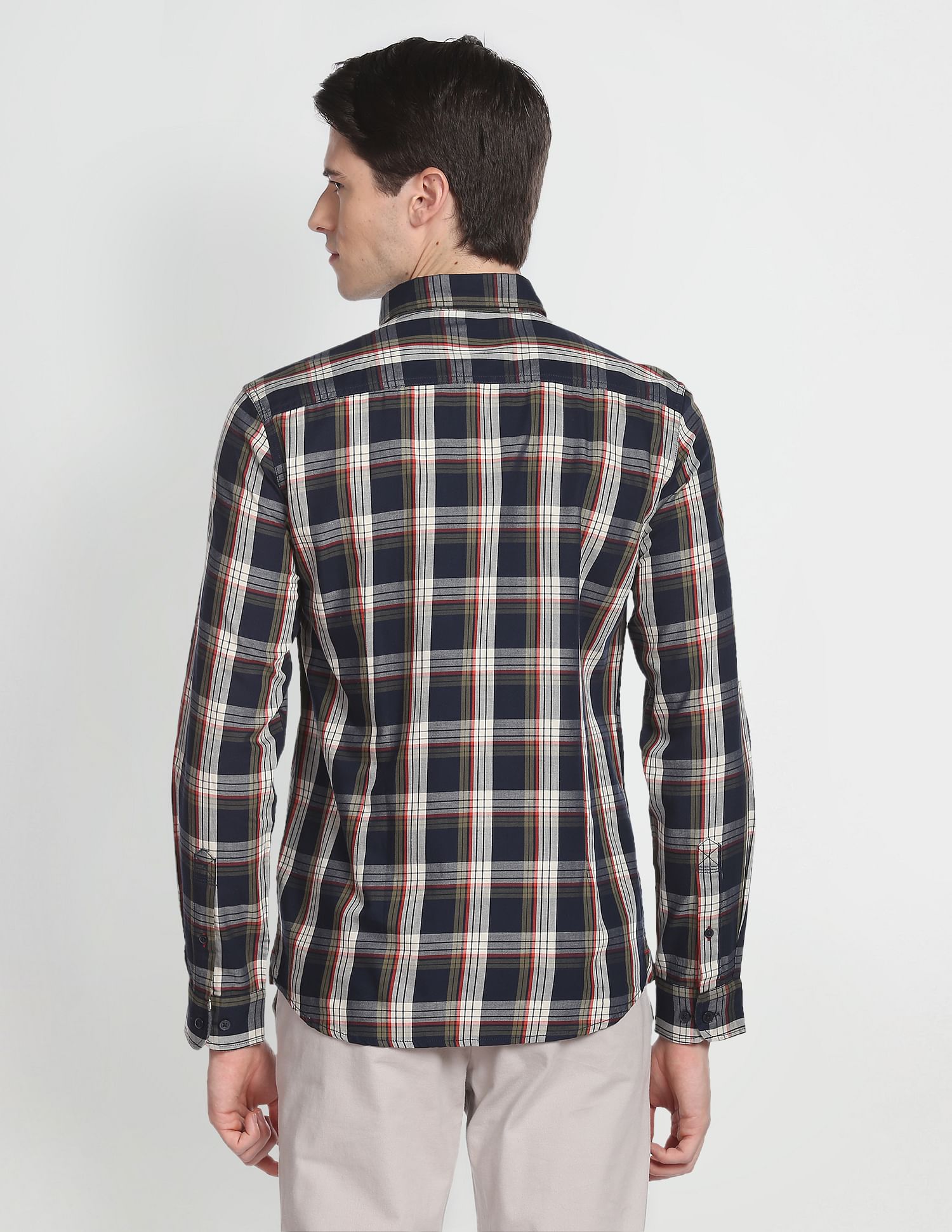 Button Down Collar Tartan Check Formal Shirt Navy - U.S. Polo Assn. India | Large