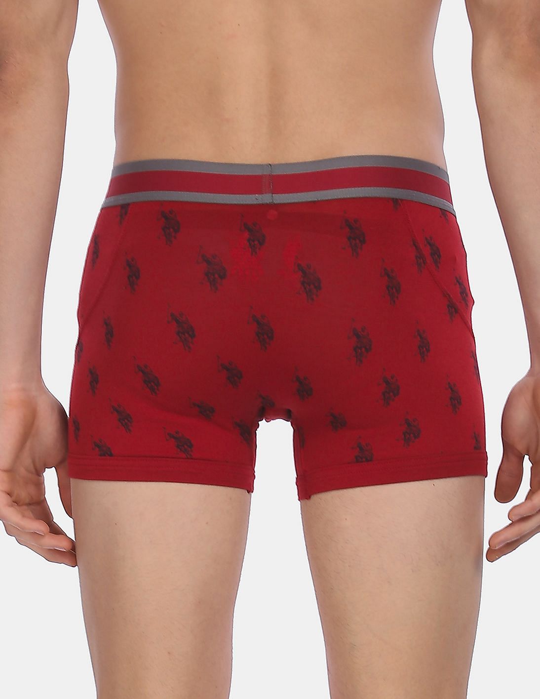 Cotton Spandex Printed I112 Premium Trunks - Pack Of 1 Red - U.S. POLO ASSN. | Large
