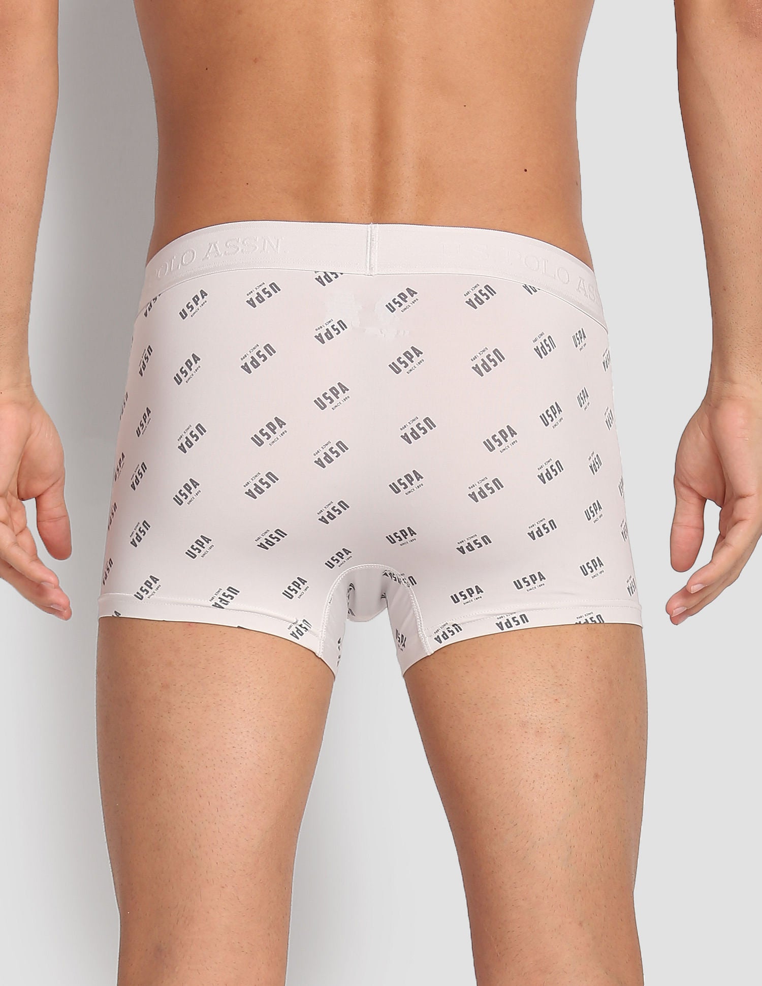 Nylon Stretch Printed AT002 Active Trunks - Pack Of 1 Oyster Mushroom - U.S. POLO ASSN. | Large