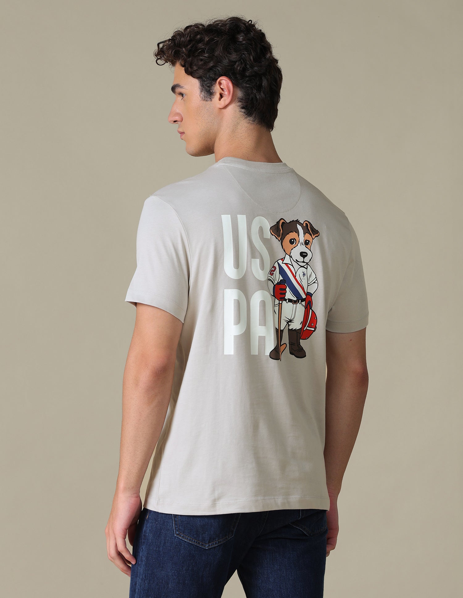 Slim Fit Graphic Brand Printed T-Shirt Beige - U.S. Polo Assn. India | Large