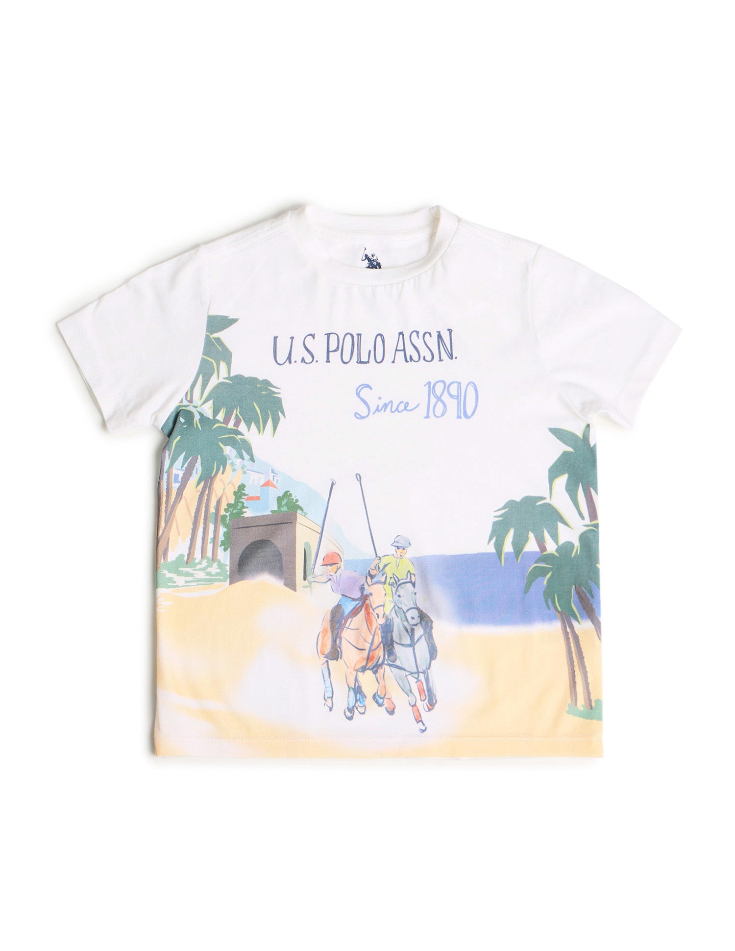 Boys Graphic Printed Regular Fit T-Shirt White - U.S. POLO ASSN. | Large