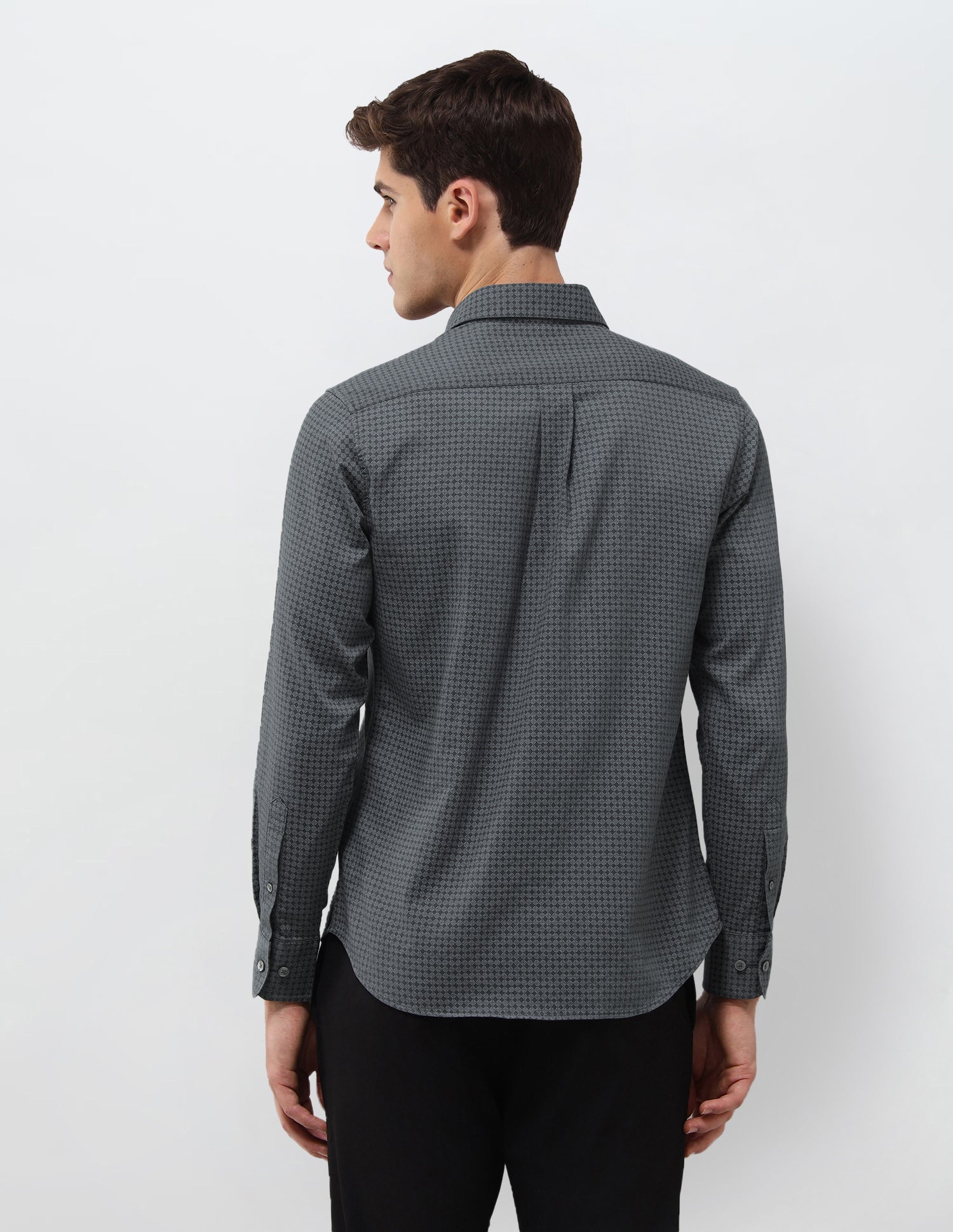 Geometric Printed Dobby Shirt Dark Grey - U.S. Polo Assn. India | Large