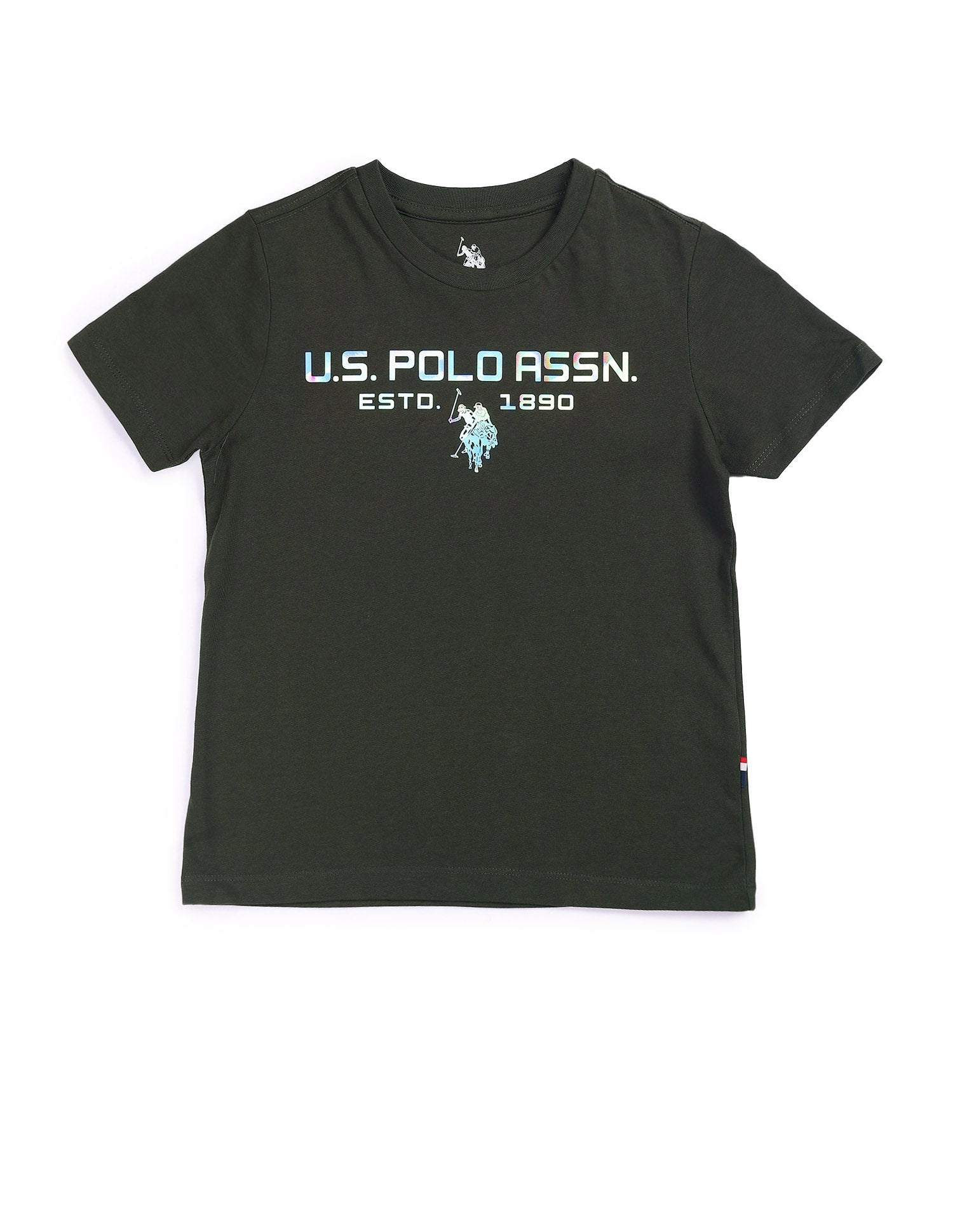 Boys Reflective Print T-Shirt Dark Olive - U.S. Polo Assn. India | Large