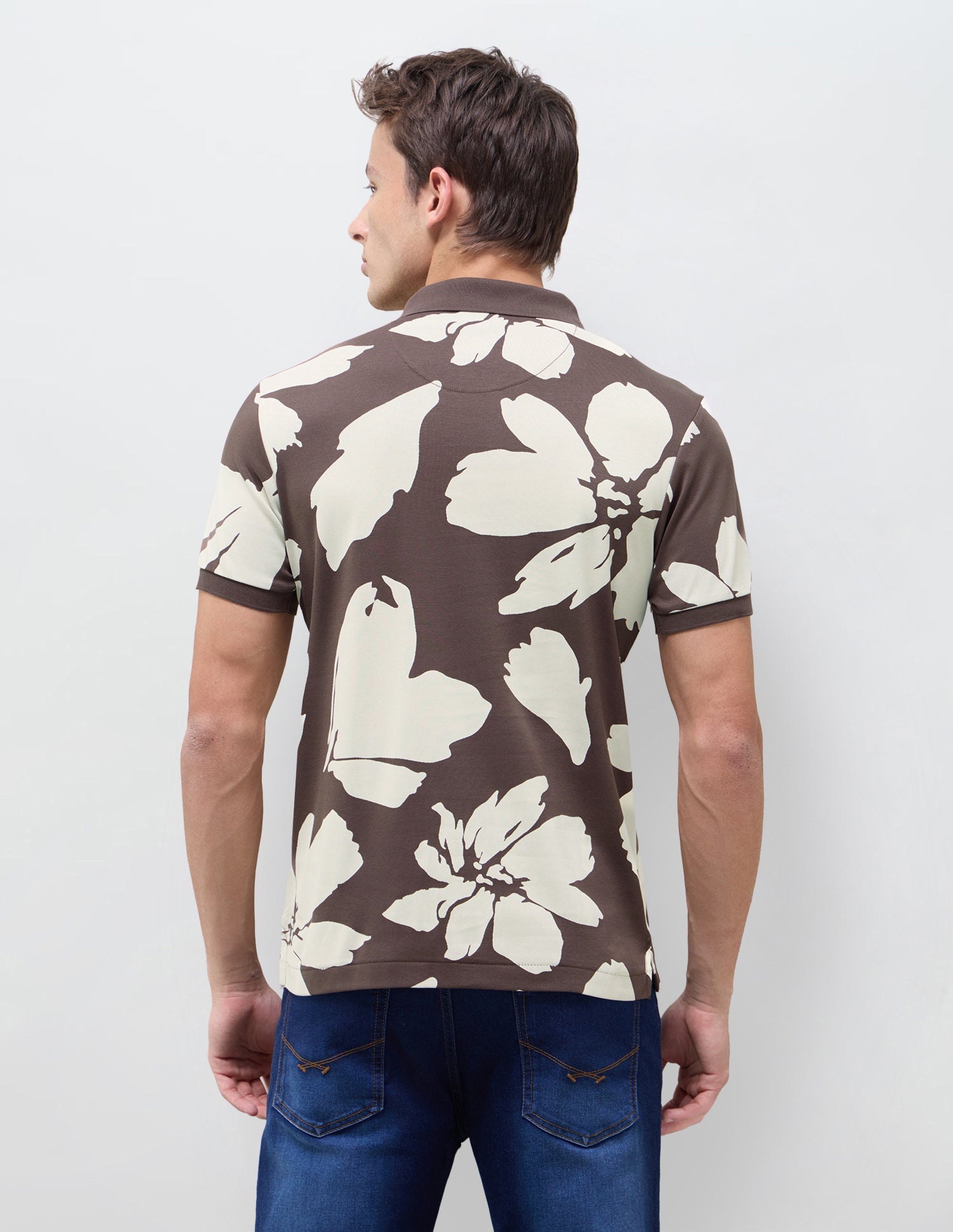 Floral Printed Slim Fit Polo Shirt Dark Brown - U.S. Polo Assn. India | Large
