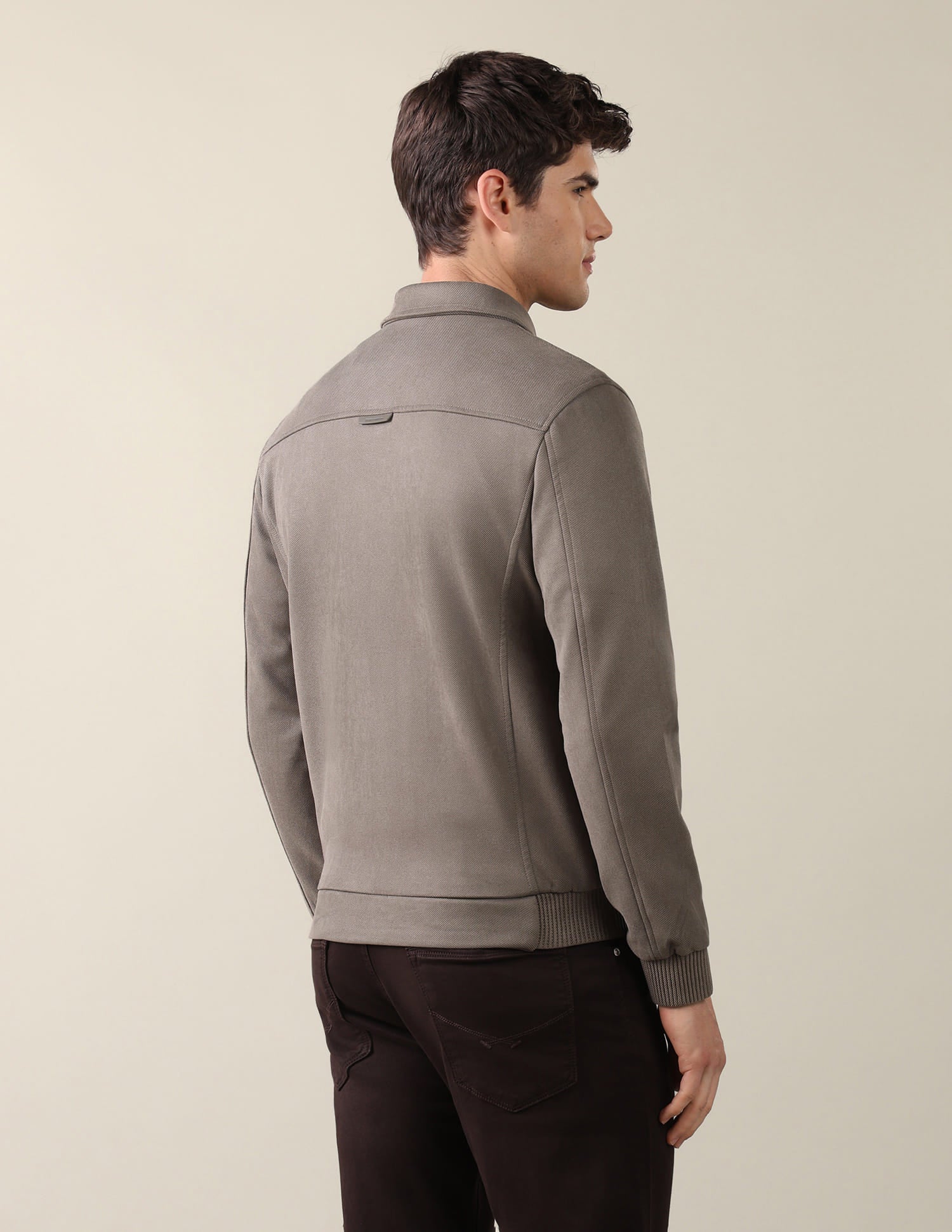 Solid Regular Fit Bomber Jacket Brown - U.S. Polo Assn. India | Large