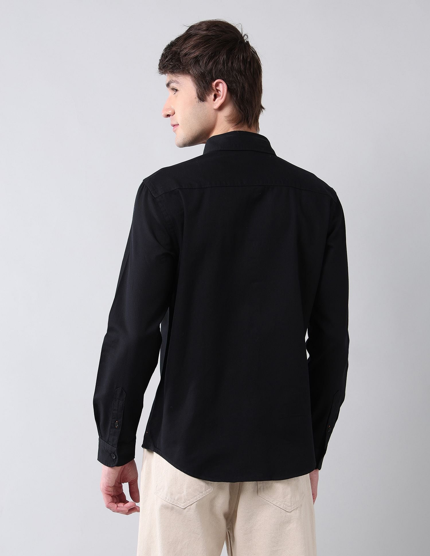 Solid Cavalry Twill Shirt Black - U.S. Polo Assn. India | Large