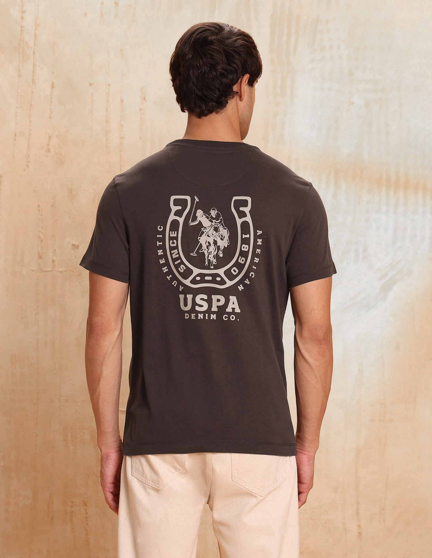 Pure Cotton Brand Printed T-Shirt Dark Brown - U.S. POLO ASSN. | Large