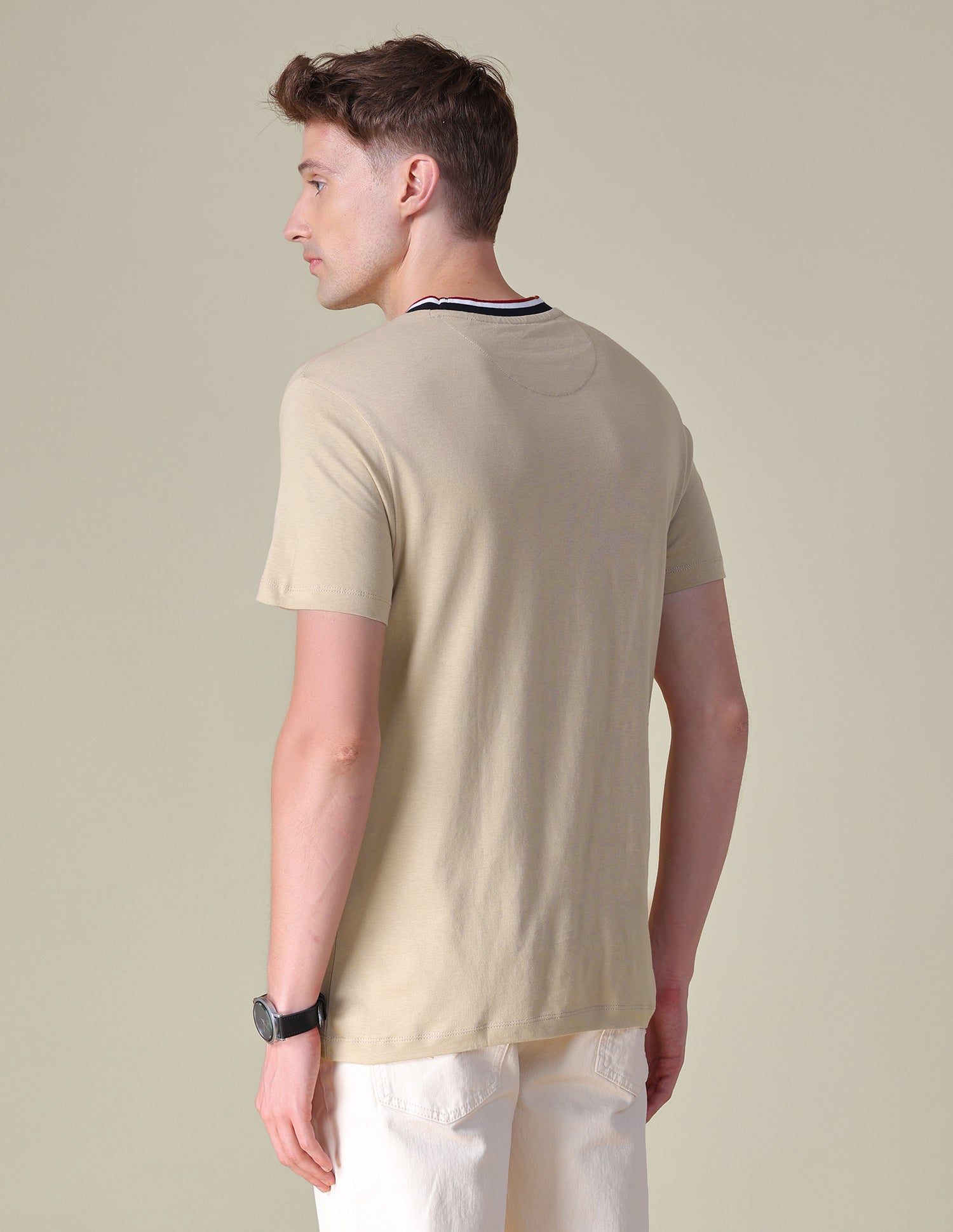 Brand Printed Slim Fit T-Shirt Beige - U.S. POLO ASSN. | Large