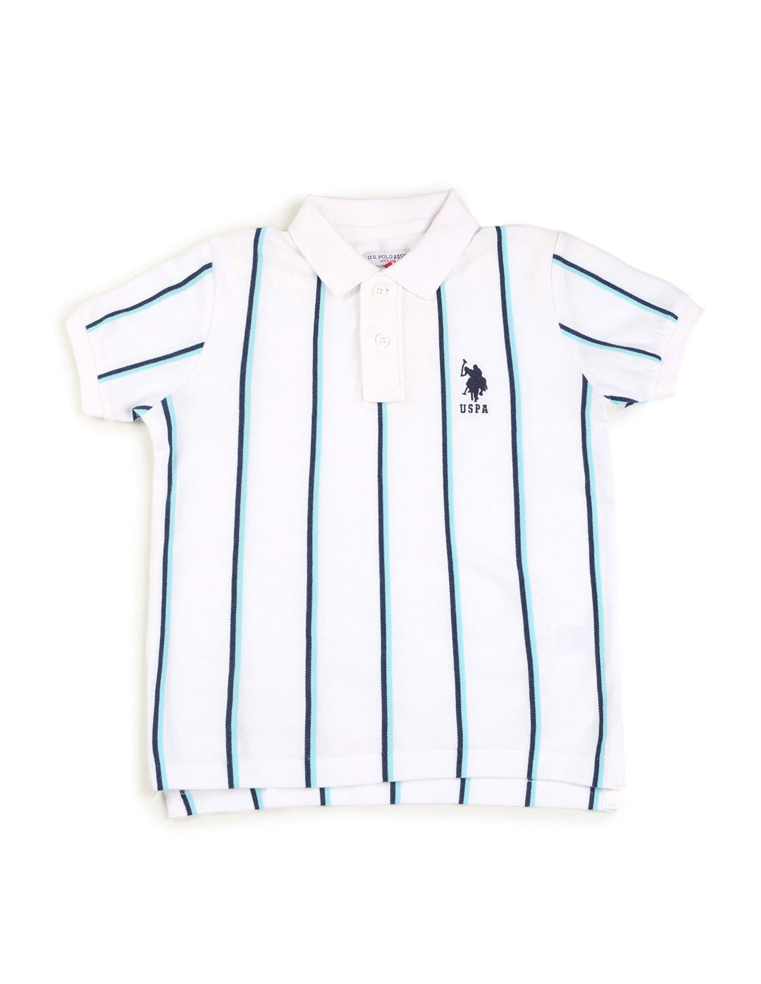 Boys Vertical Striped Regular Fit Polo Shirt White - U.S. POLO ASSN. | Large