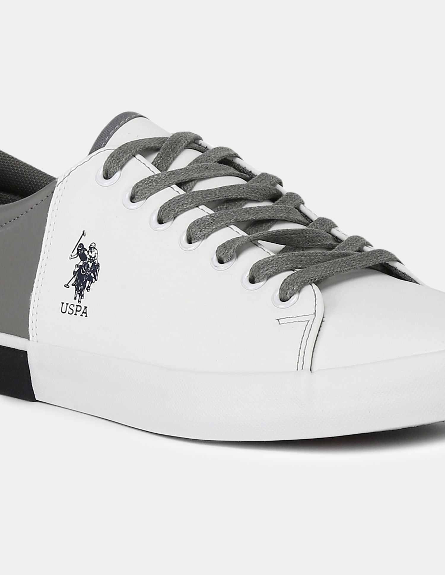 Flexible Outsole Colour Block Panel Sneakers White and Grey - U.S. POLO ASSN. | Large
