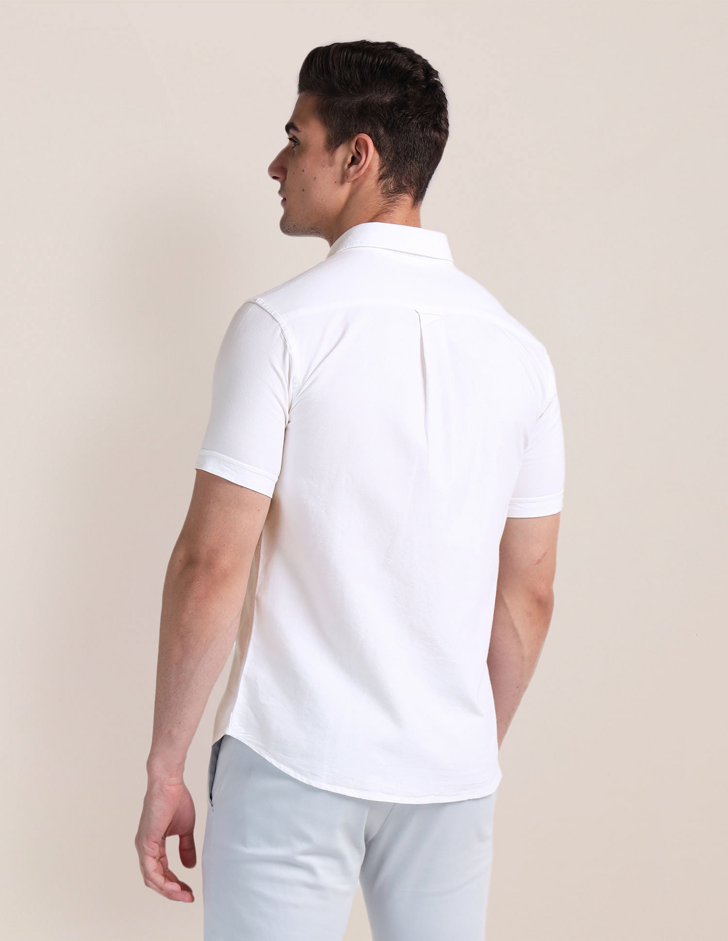 Premium Cotton Oxford Shirt White and Blue - U.S. Polo Assn. India | Large