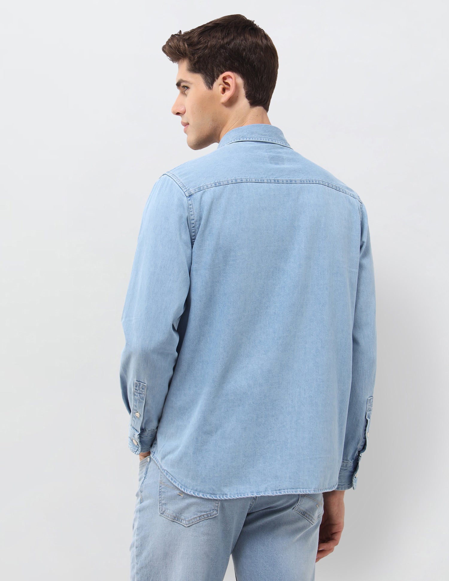 Twill Relaxed Fit Shirt Light Indigo - U.S. Polo Assn. India | Large