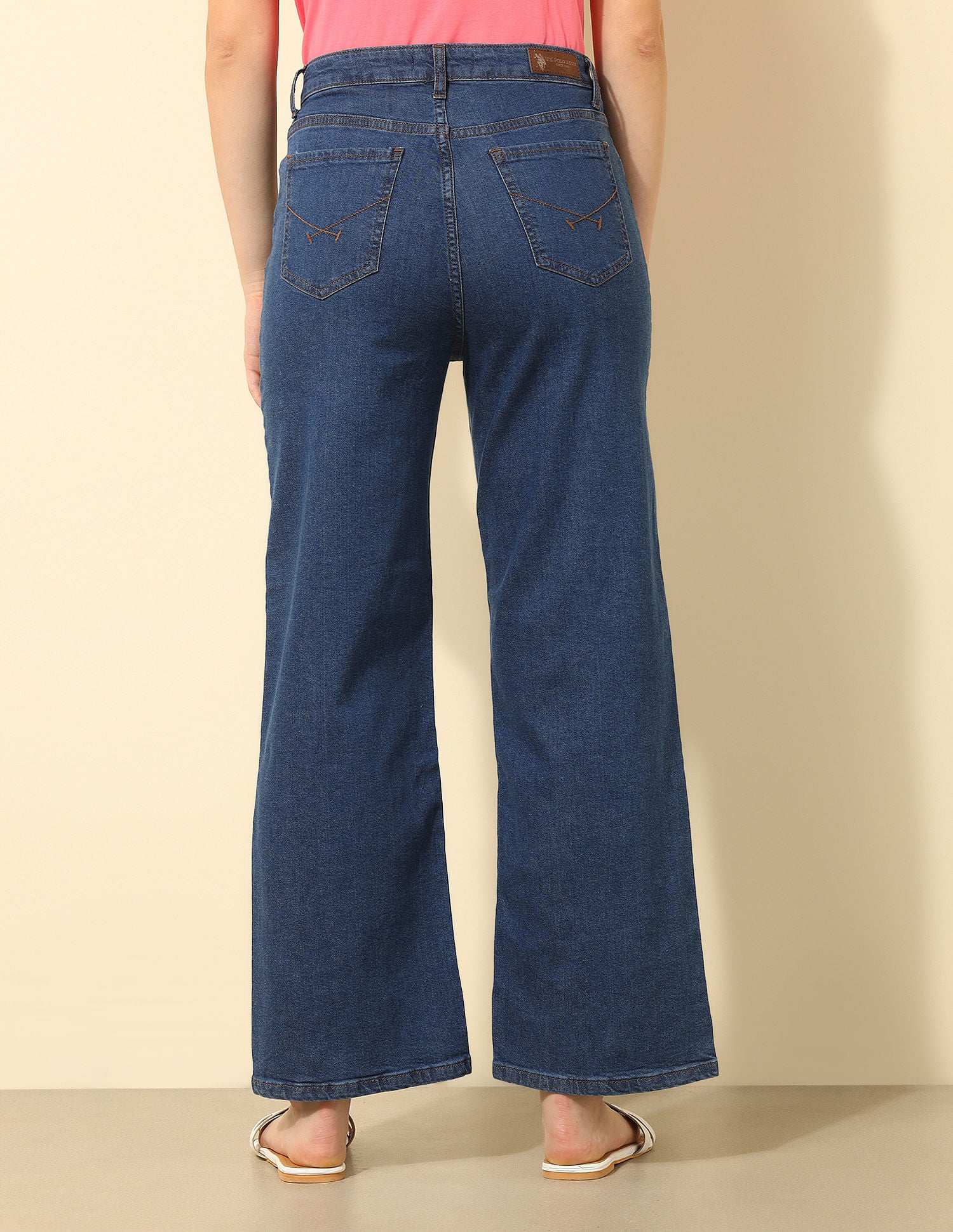 High Rise Wide Leg Fit Pintuck Jeans Blue - U.S. Polo Assn. India | Large