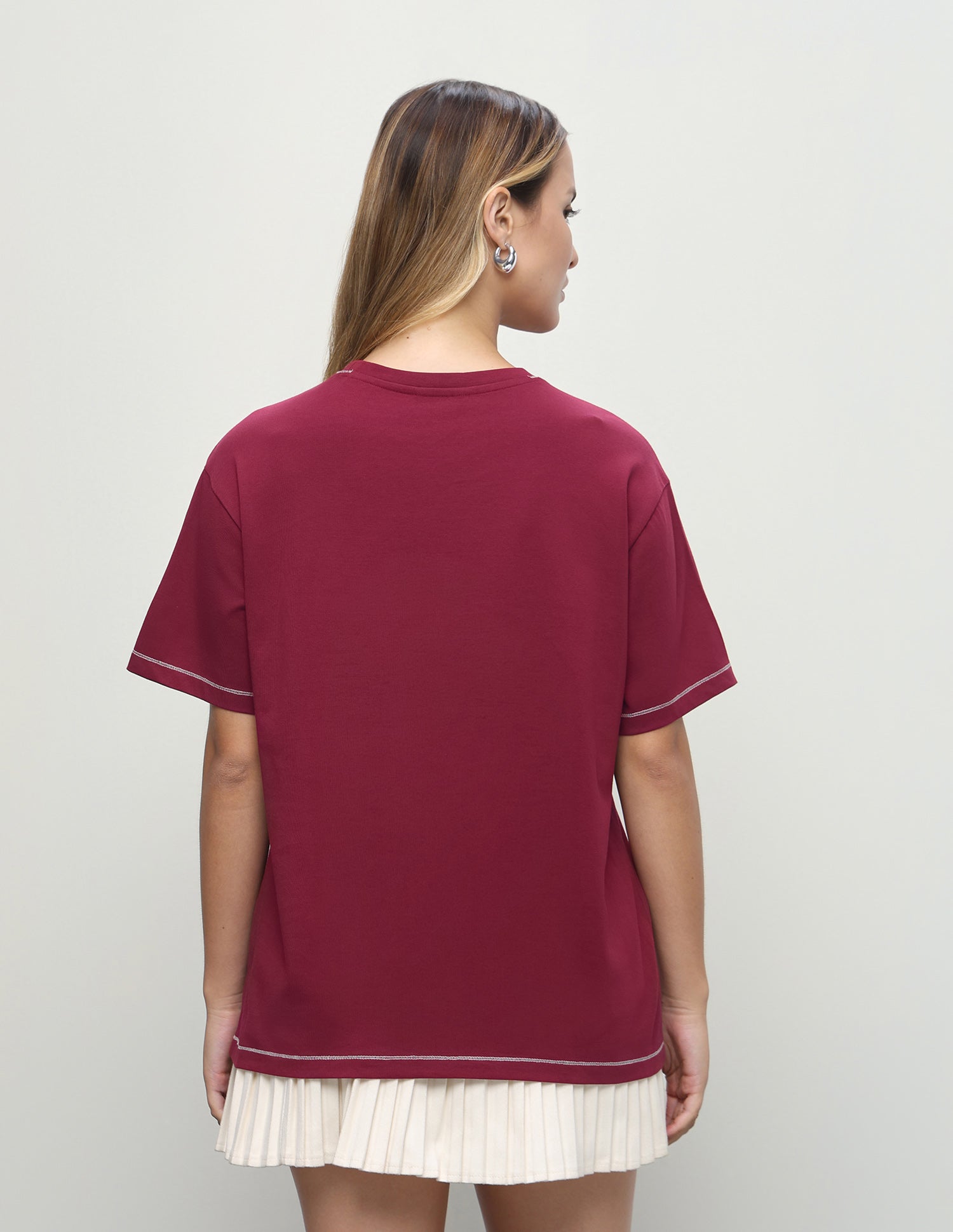 Floral Brand Embroidered Boyfriend Fit T-Shirt Maroon - U.S. Polo Assn. India | Large