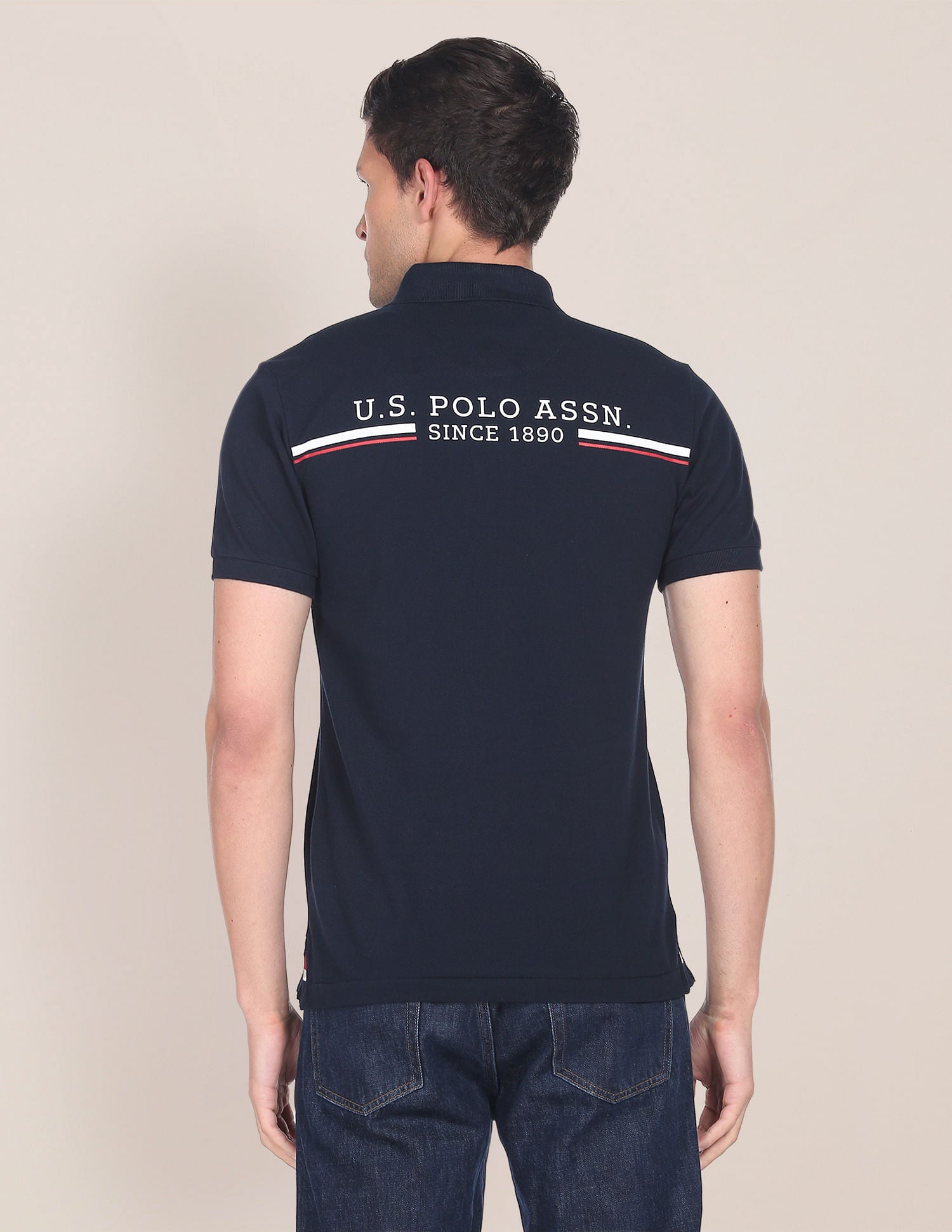 Zipper Cotton Polo Shirt Navy - U.S. Polo Assn. India | Large