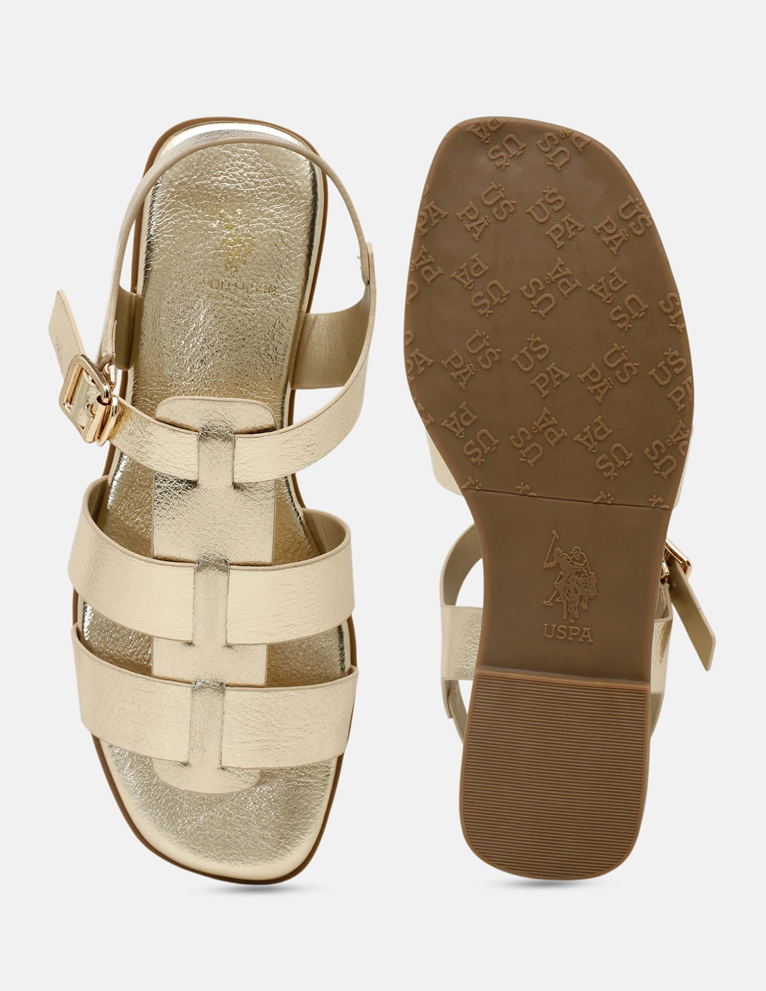 Edrien Metallic Open Toe Flats Gold - U.S. Polo Assn. India | Large
