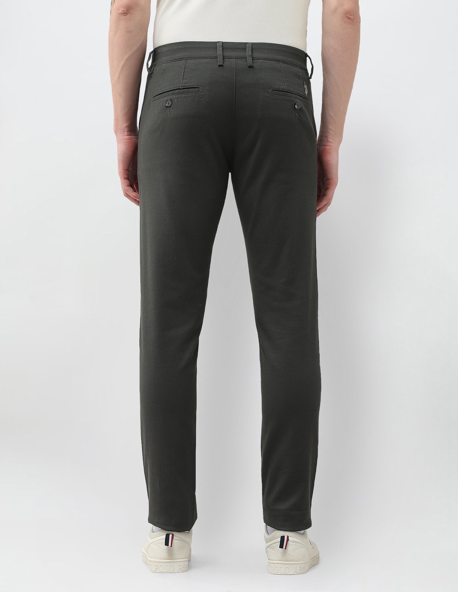 Austin Slim Fit Textured Trousers Dark Olive - U.S. Polo Assn. India | Large