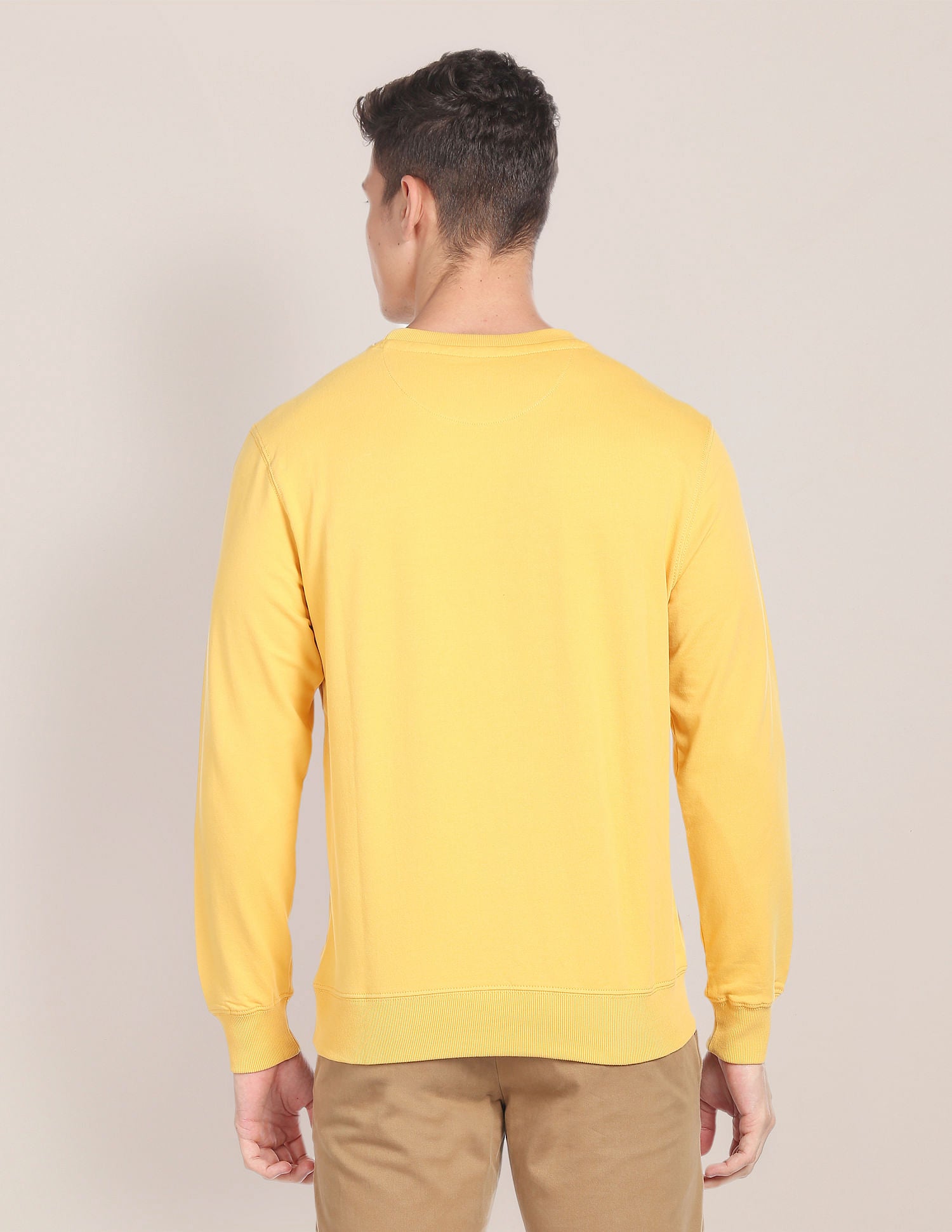 Crew Neck Cotton Sweatshirt Gold - U.S. Polo Assn. India | Large