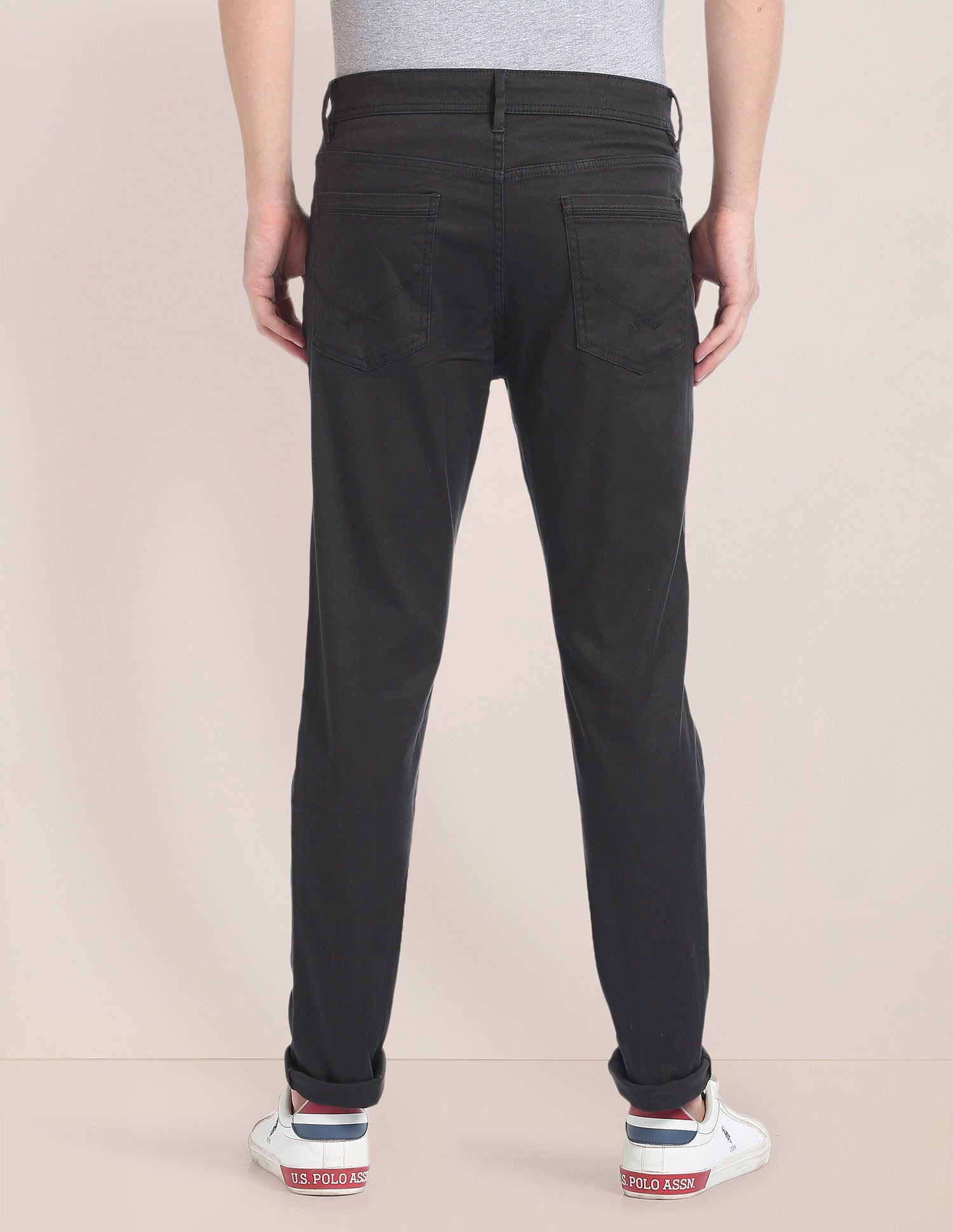 Brandon Slim Tapered Fit Twill Chinos Black - U.S. Polo Assn. India | Large