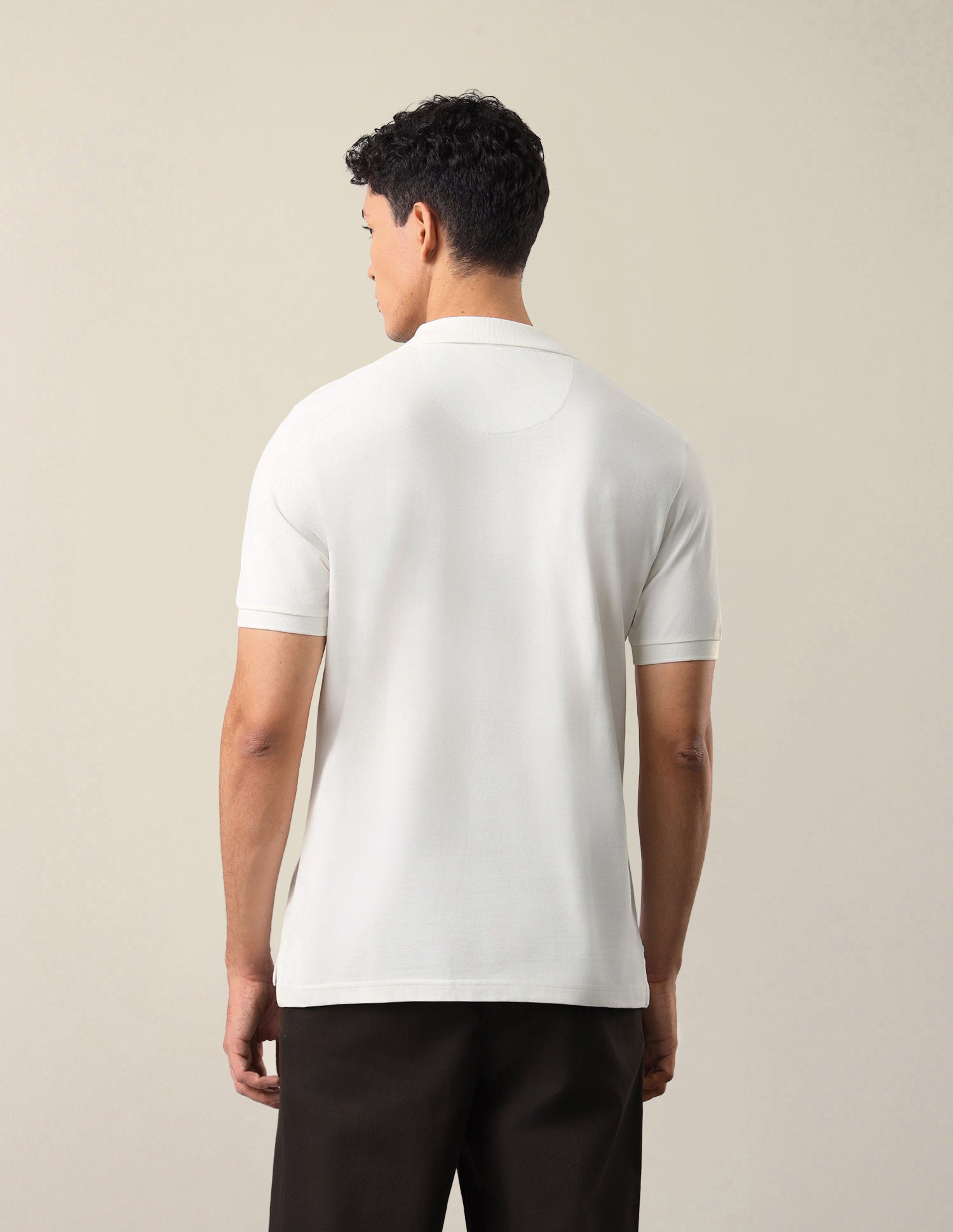 Graphic Brand Printed Slim Fit Polo Shirt Ivory - U.S. Polo Assn. India | Large
