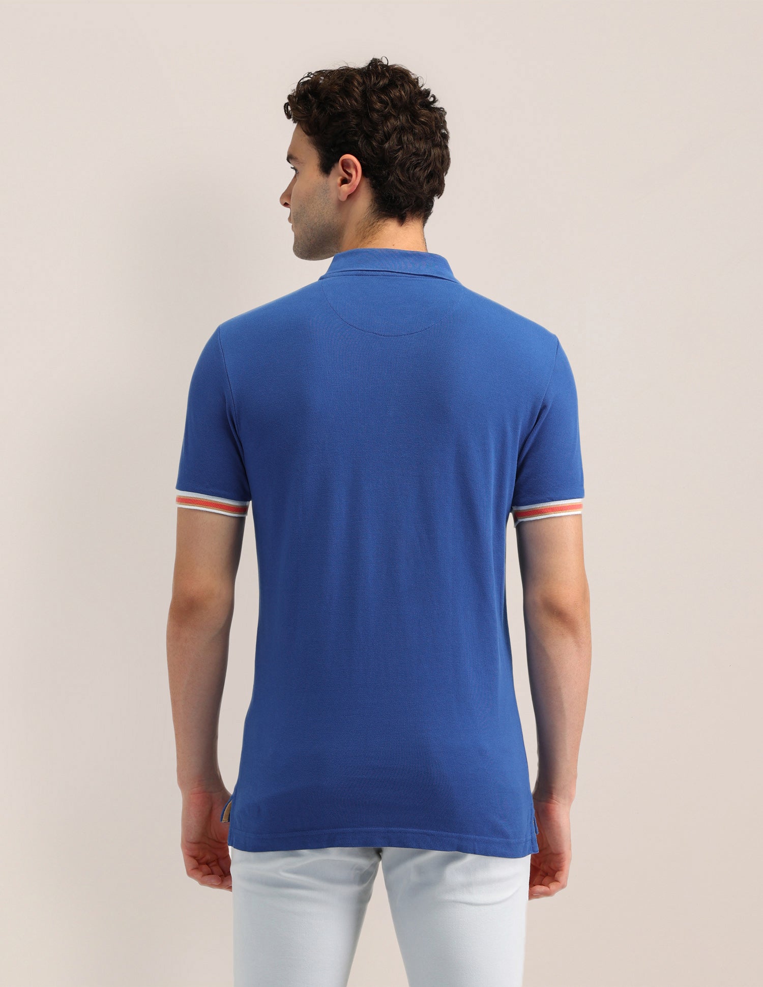 Solid Slim Fit Polo Shirt Blue - U.S. Polo Assn. India | Large