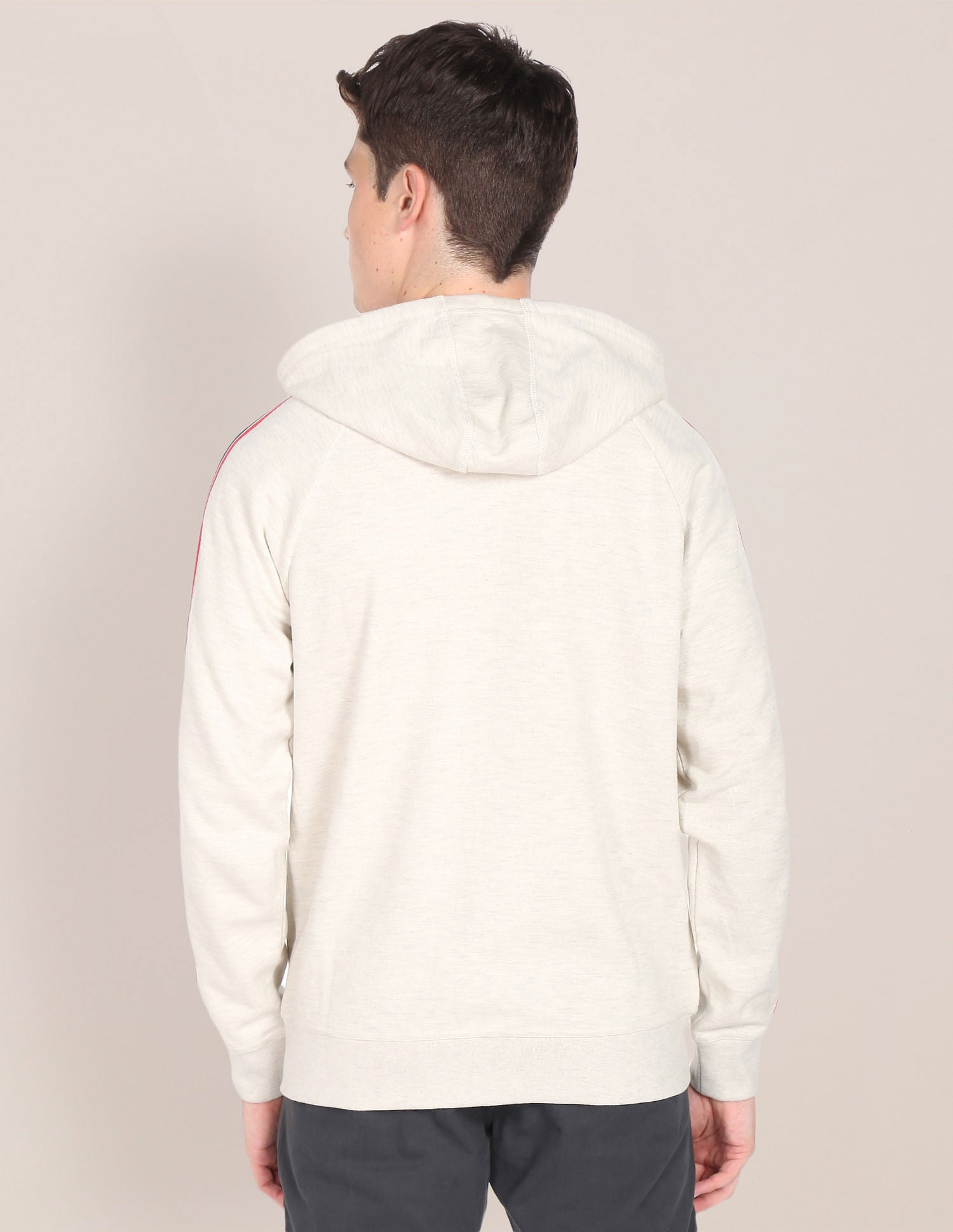 Hooded Zip Up Heathered Sweatshirt Ecru - U.S. POLO ASSN. | Large