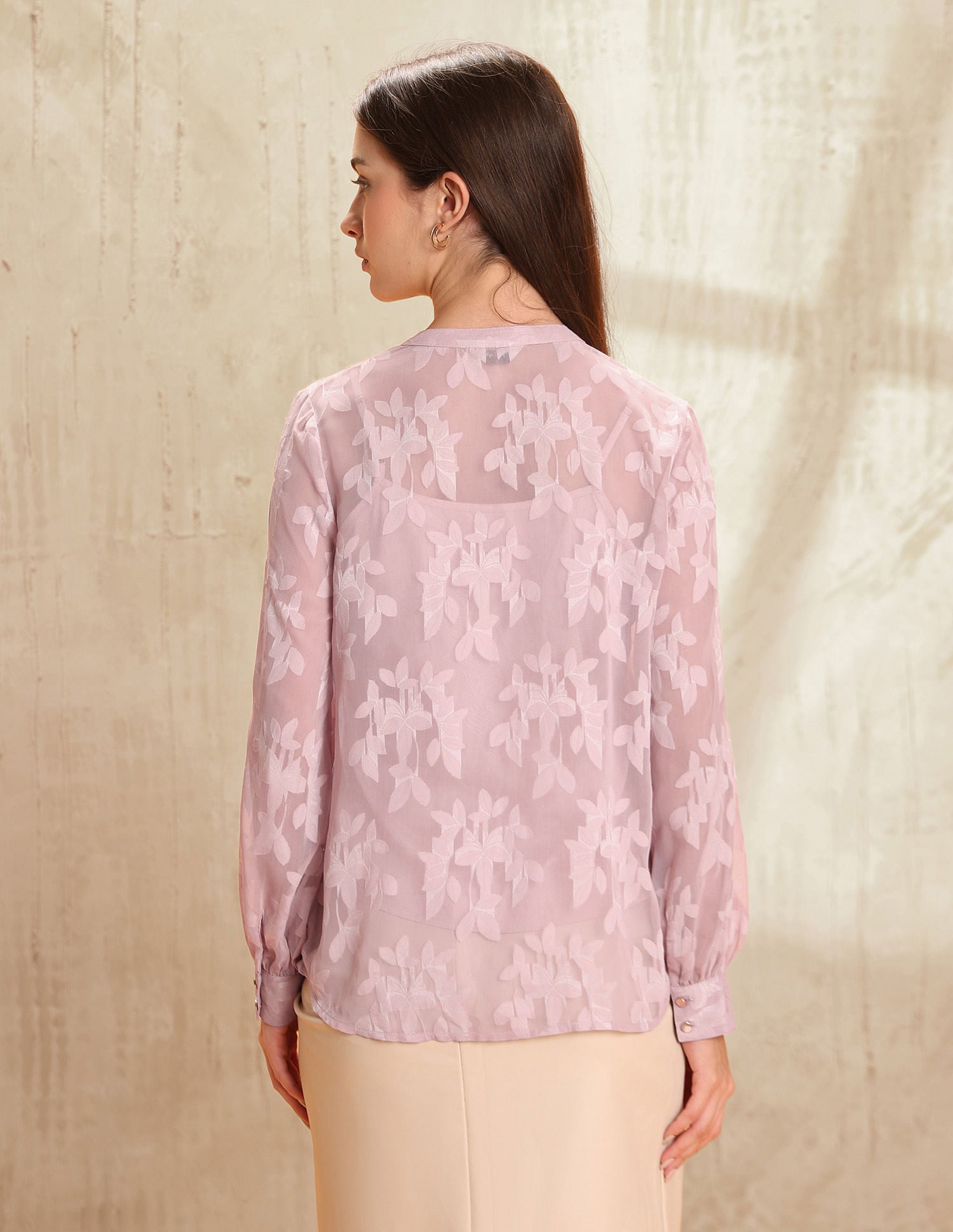 Semi-Sheer Floral Printed Shirt Pink - U.S. POLO ASSN. | Large